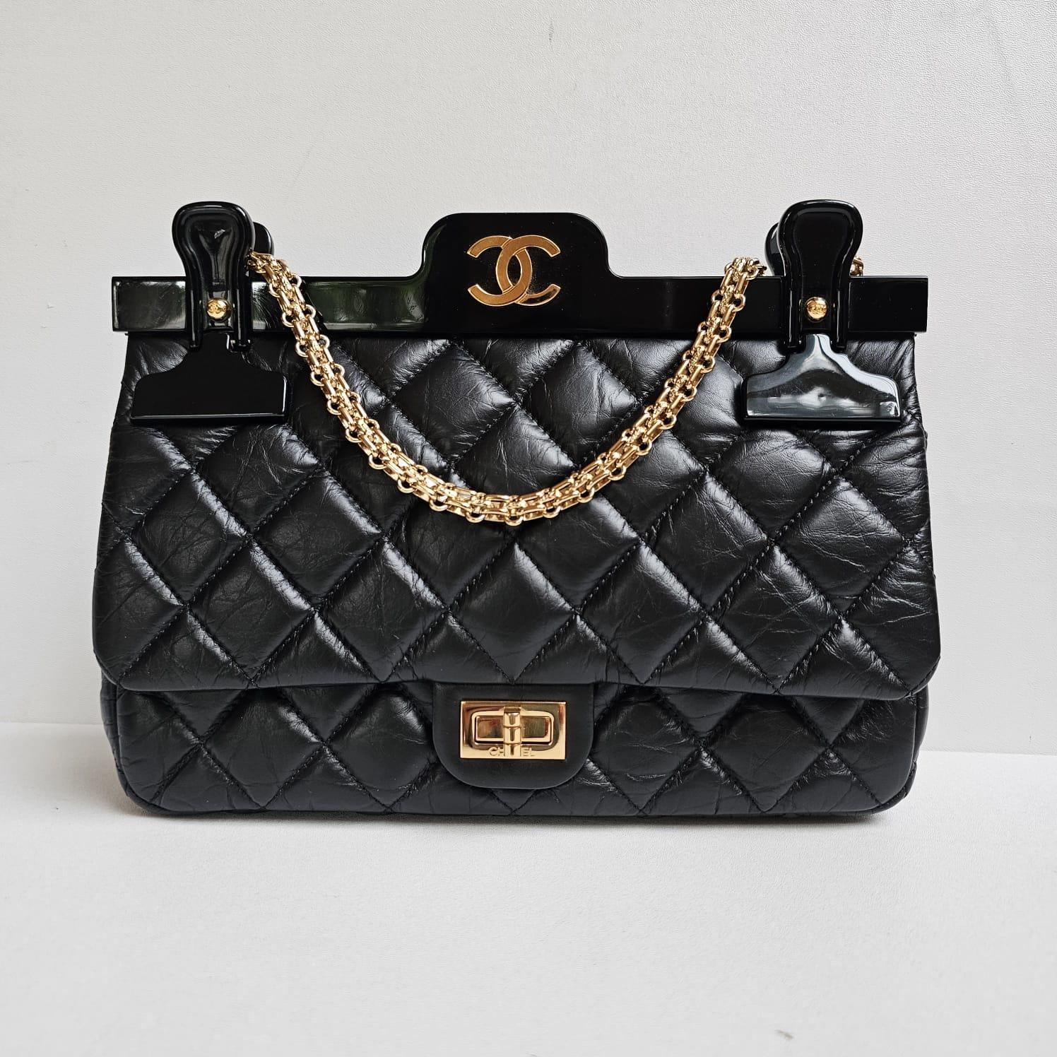 Rare Chanel Black Hanger Reissue Medium Flap Bag For Sale 5