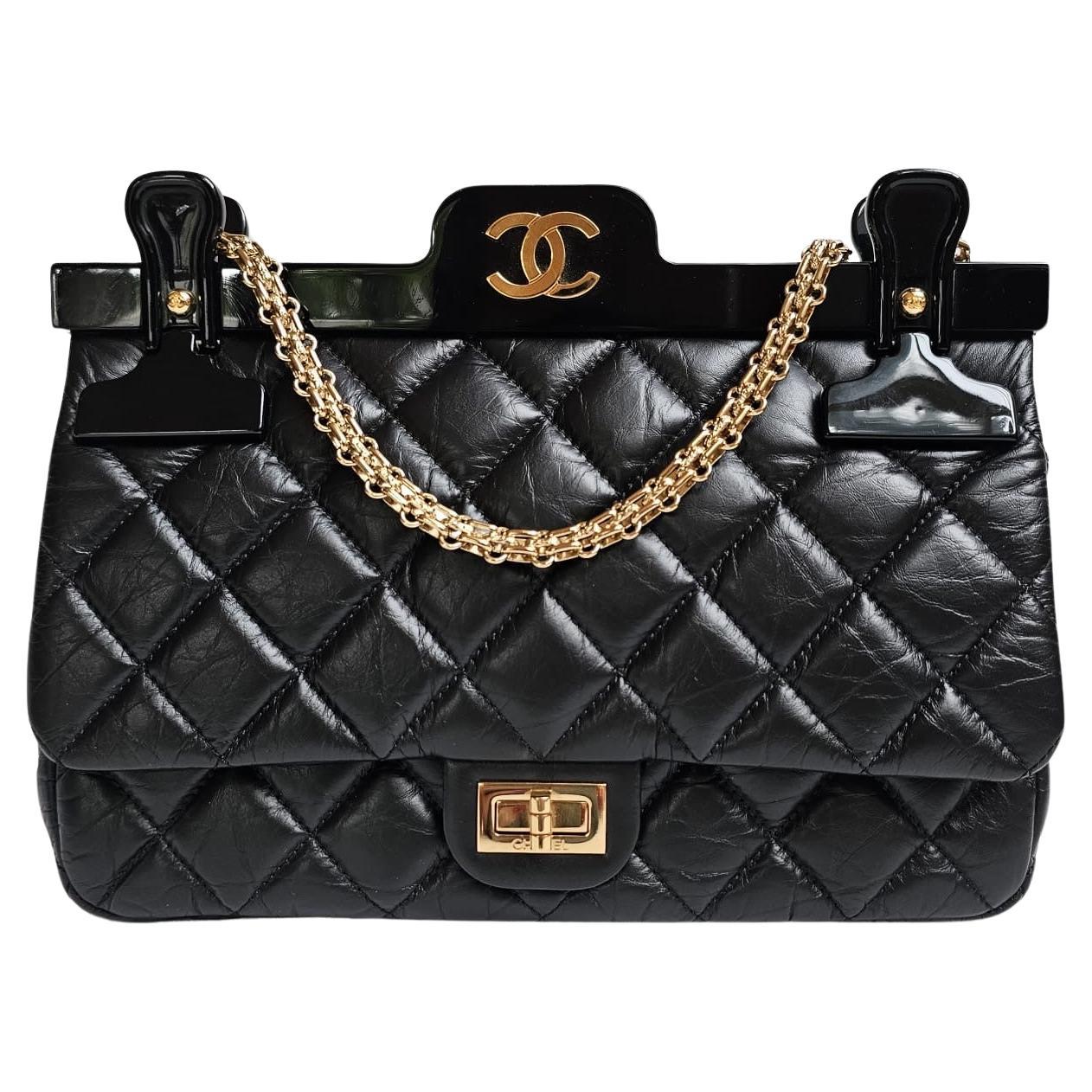 Rare Chanel Black Hanger Reissue Medium Flap Bag For Sale