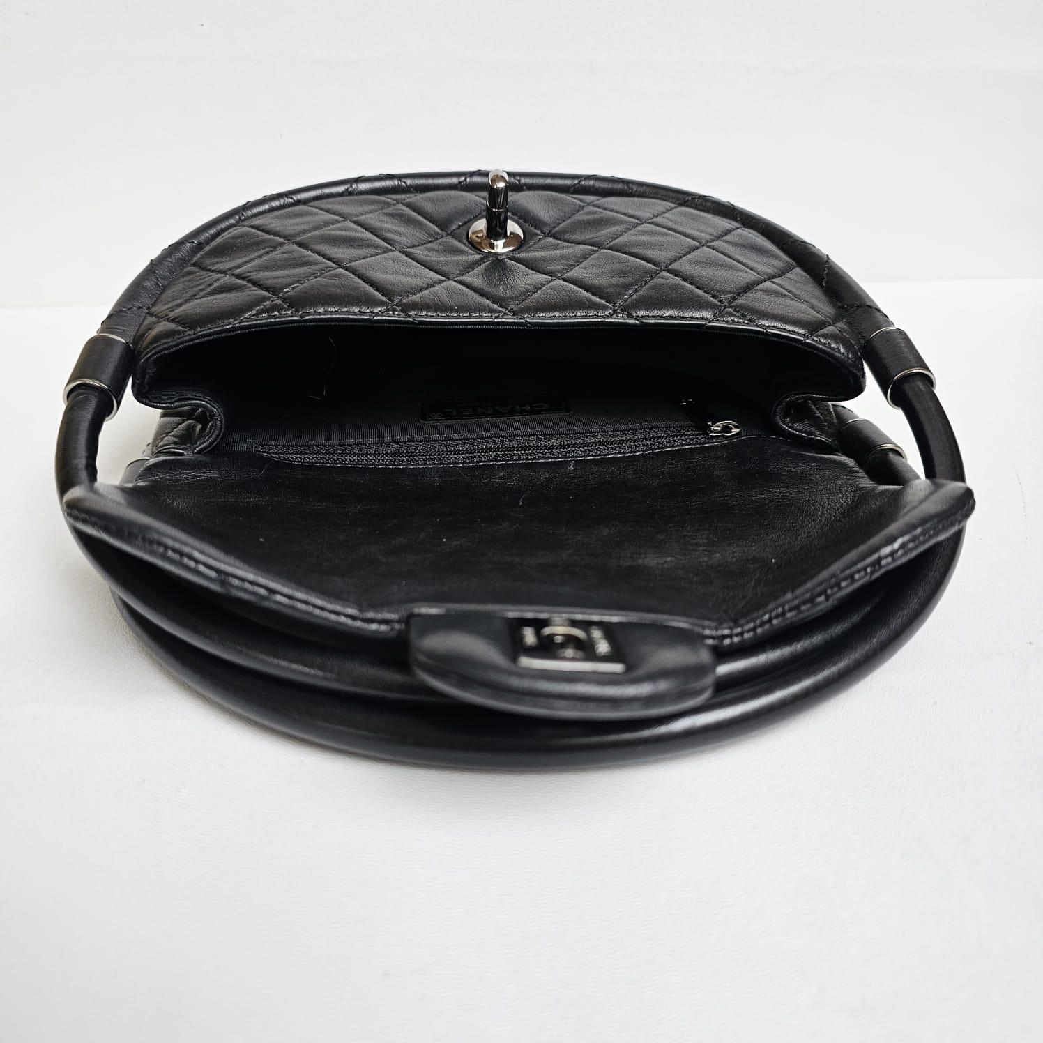 Rare Chanel Black Lambskin Mini Hula Hoop Bag For Sale 6