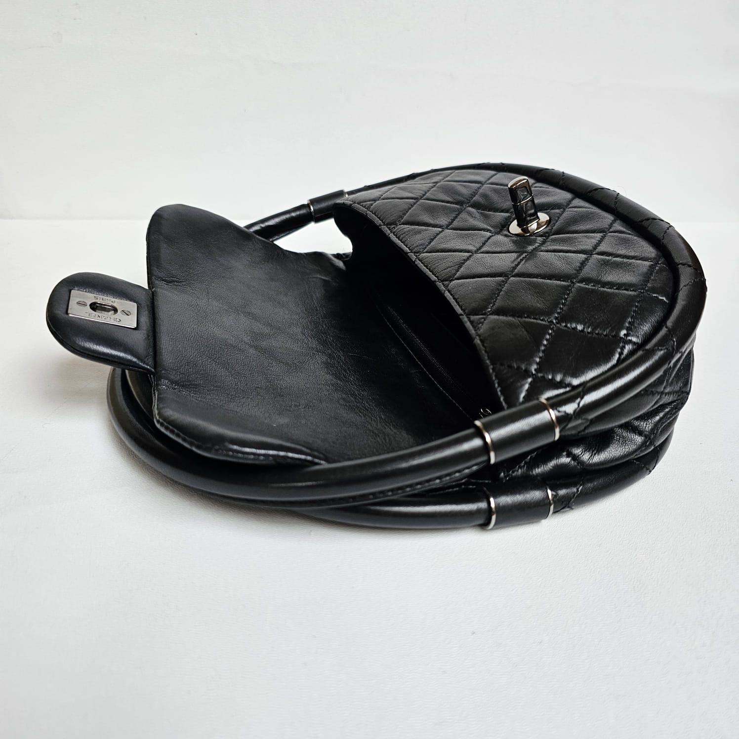 Rare Chanel Black Lambskin Mini Hula Hoop Bag For Sale 7