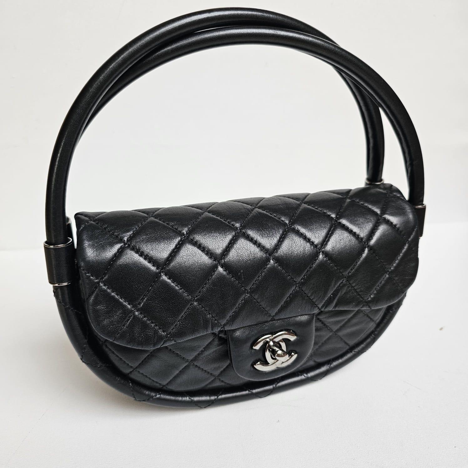Rare Chanel Black Lambskin Mini Hula Hoop Bag 9