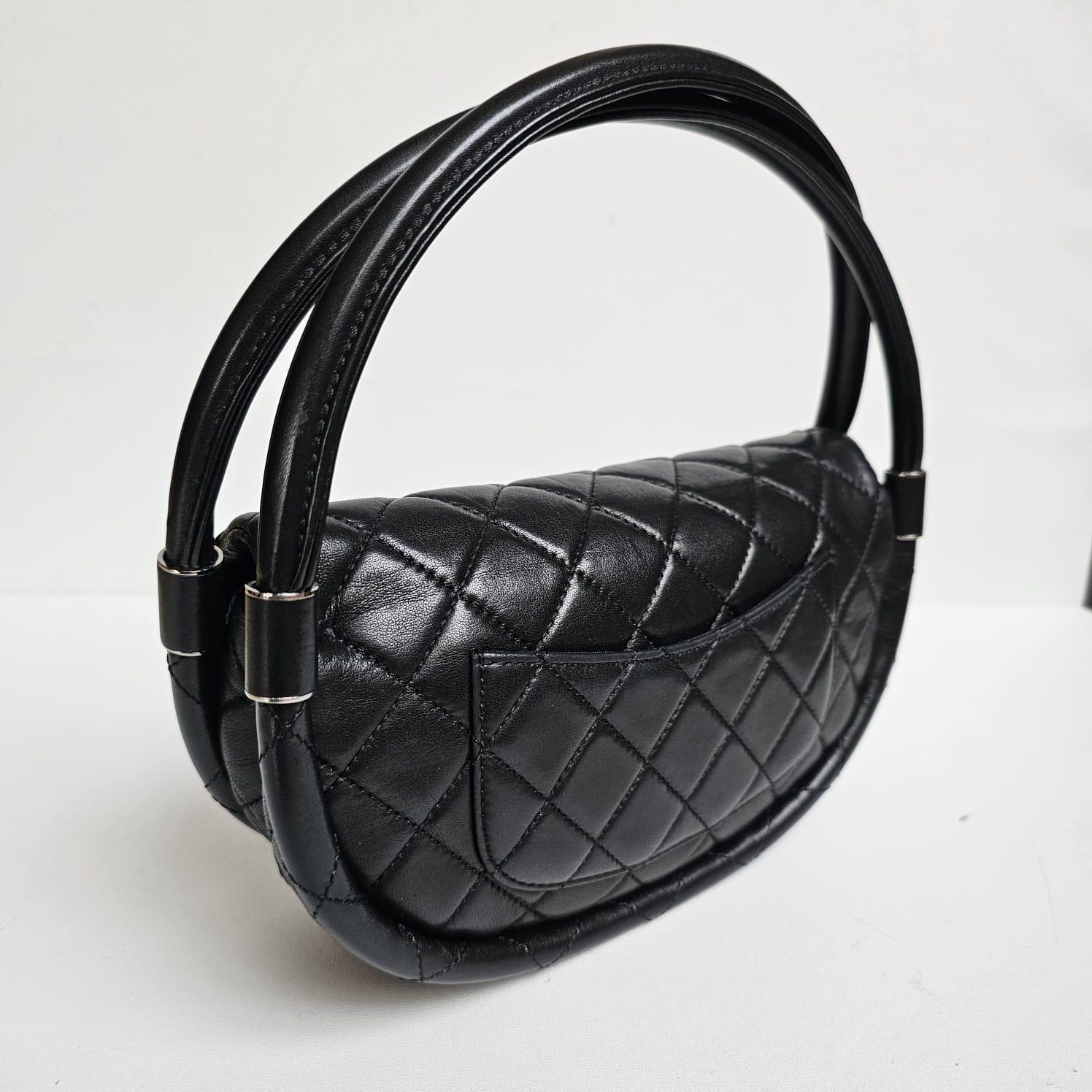 Rare Chanel Black Lambskin Mini Hula Hoop Bag For Sale 10