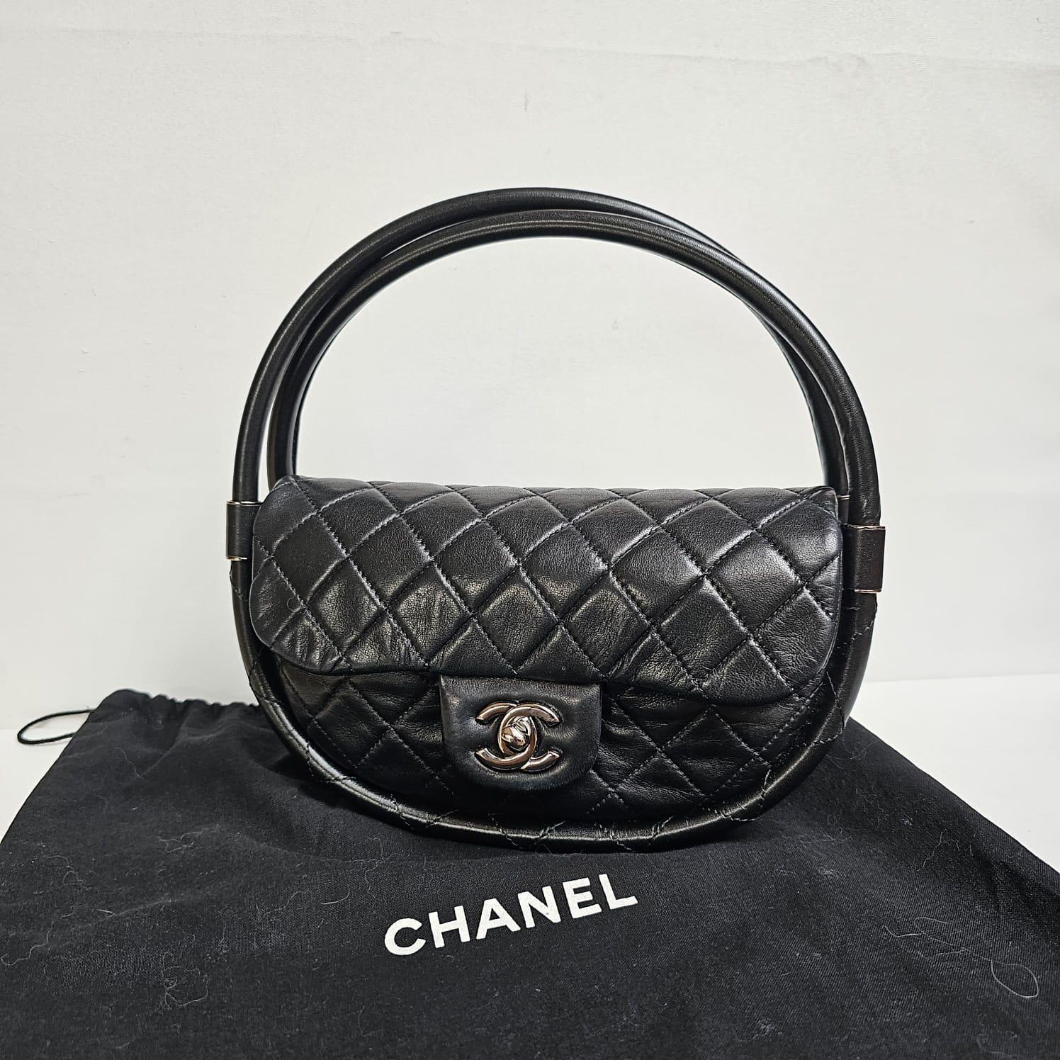 Rare Chanel Black Lambskin Mini Hula Hoop Bag 11