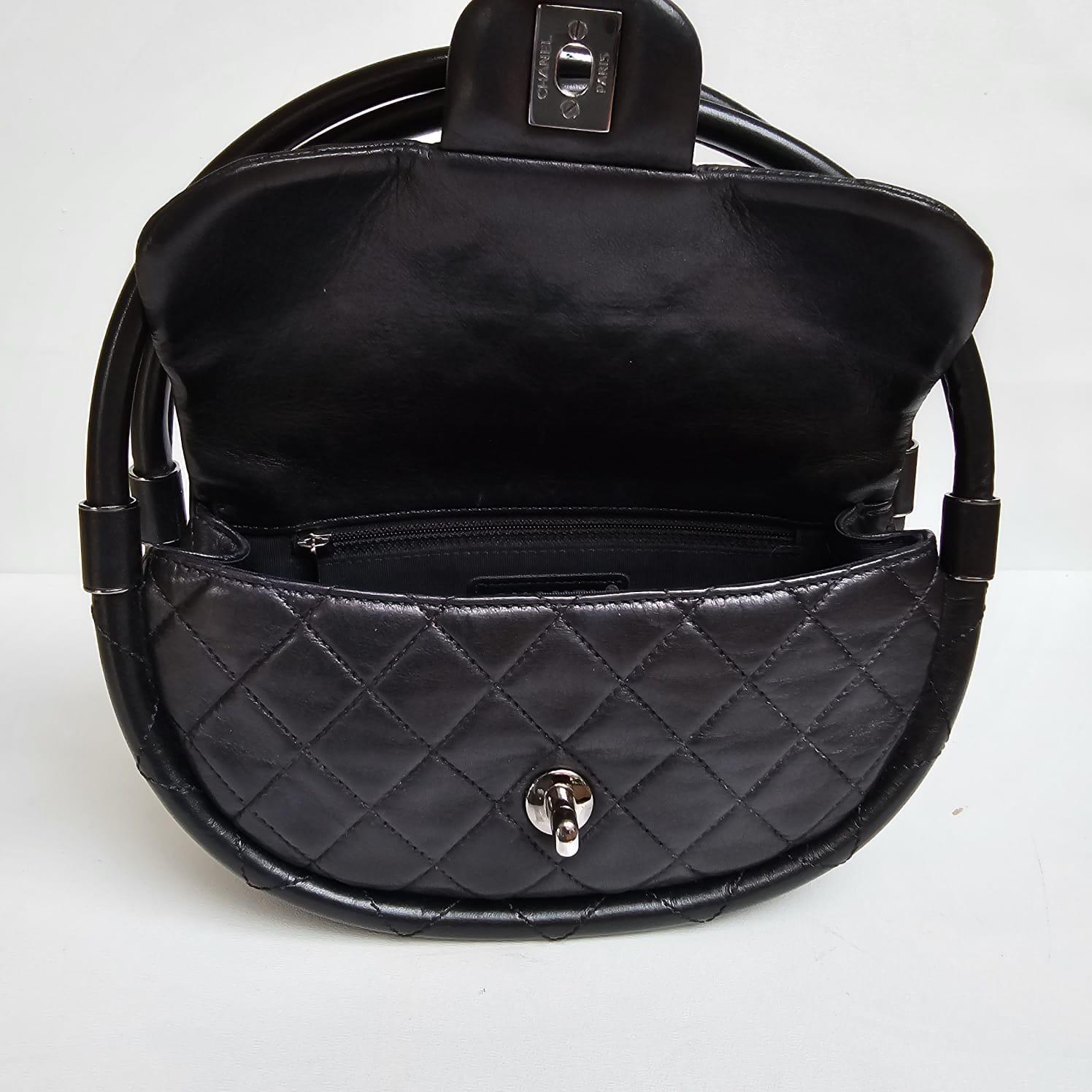 Women's or Men's Rare Chanel Black Lambskin Mini Hula Hoop Bag For Sale