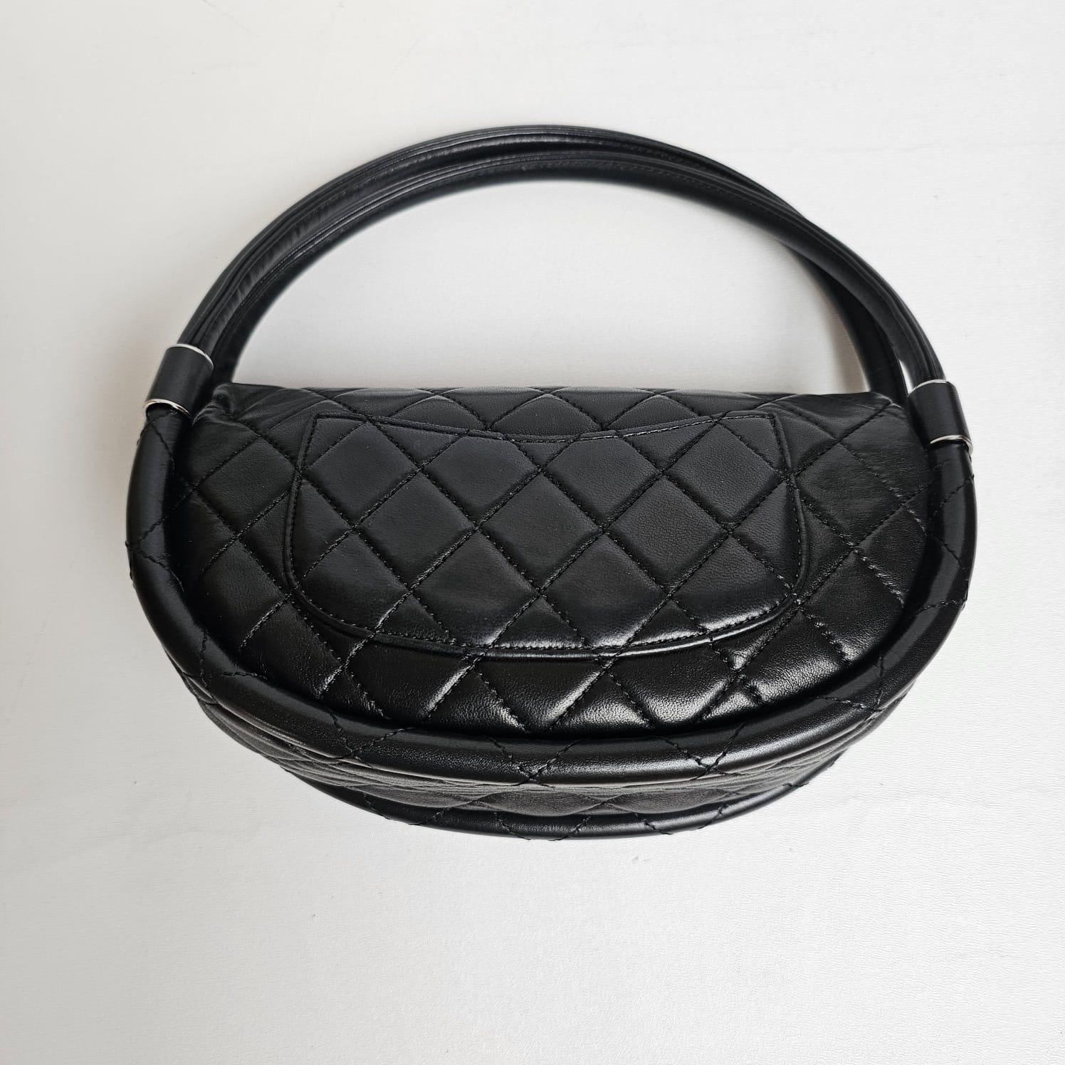 Rare Chanel Black Lambskin Mini Hula Hoop Bag For Sale 1