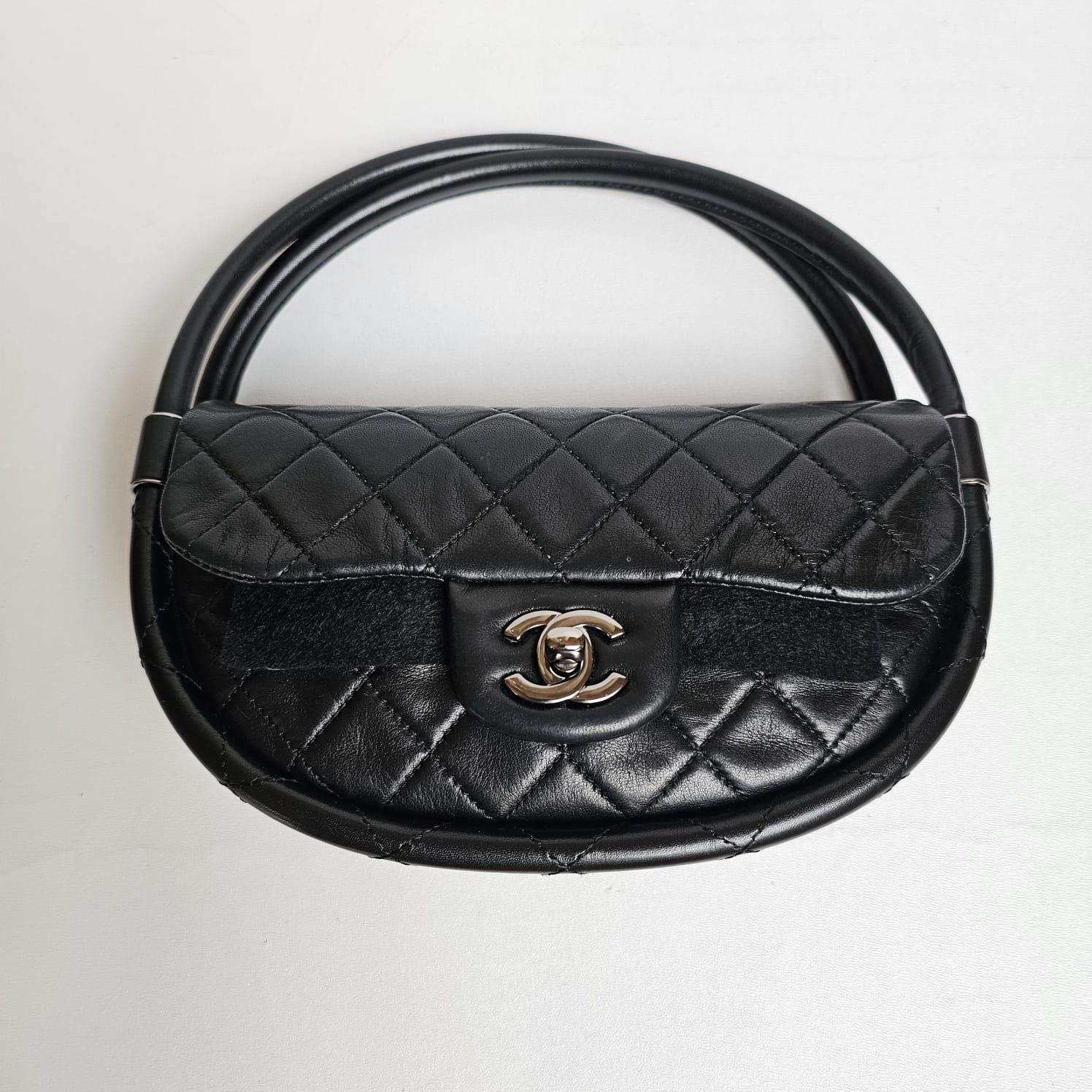 Rare Chanel Black Lambskin Mini Hula Hoop Bag For Sale 2