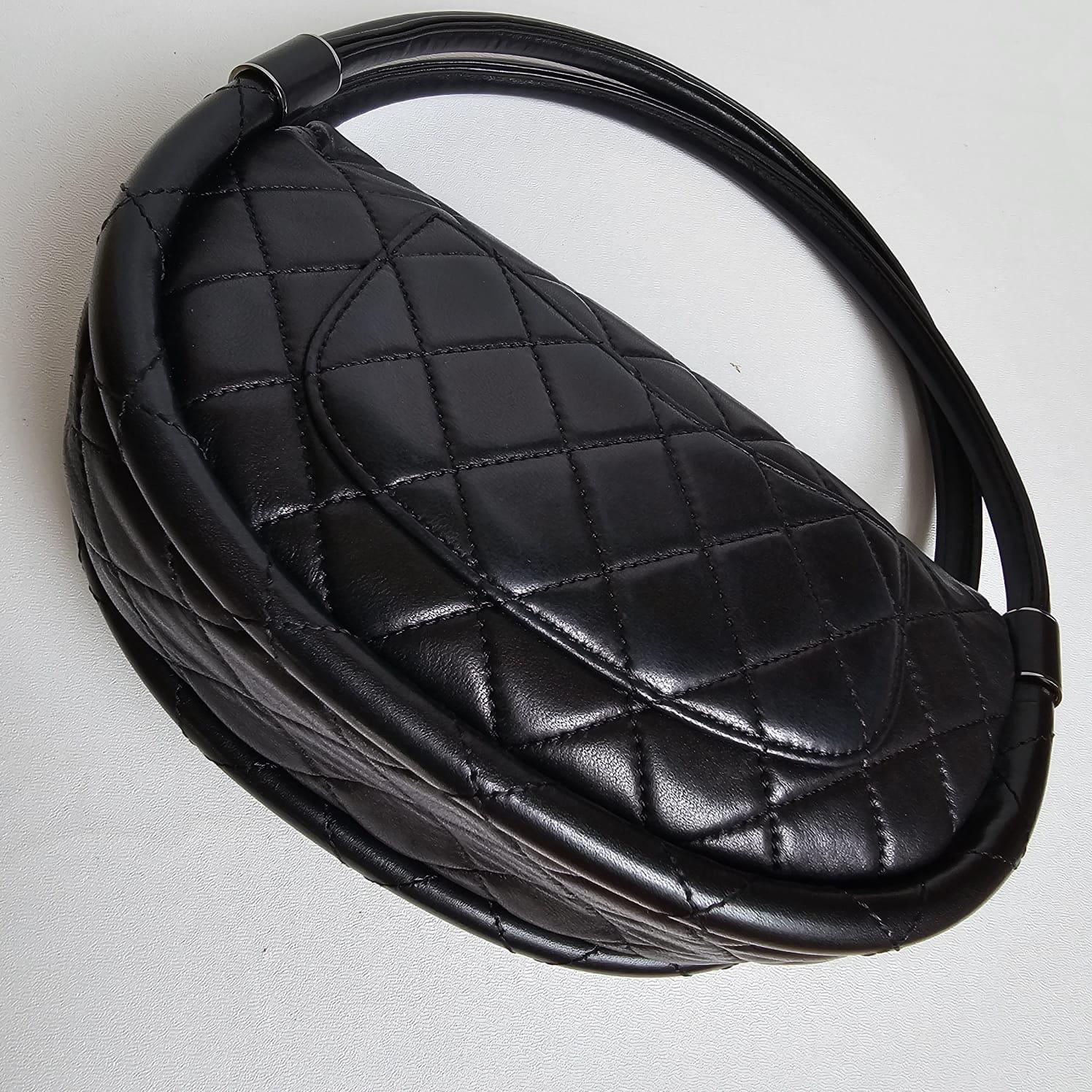Rare Chanel Black Lambskin Mini Hula Hoop Bag For Sale 3