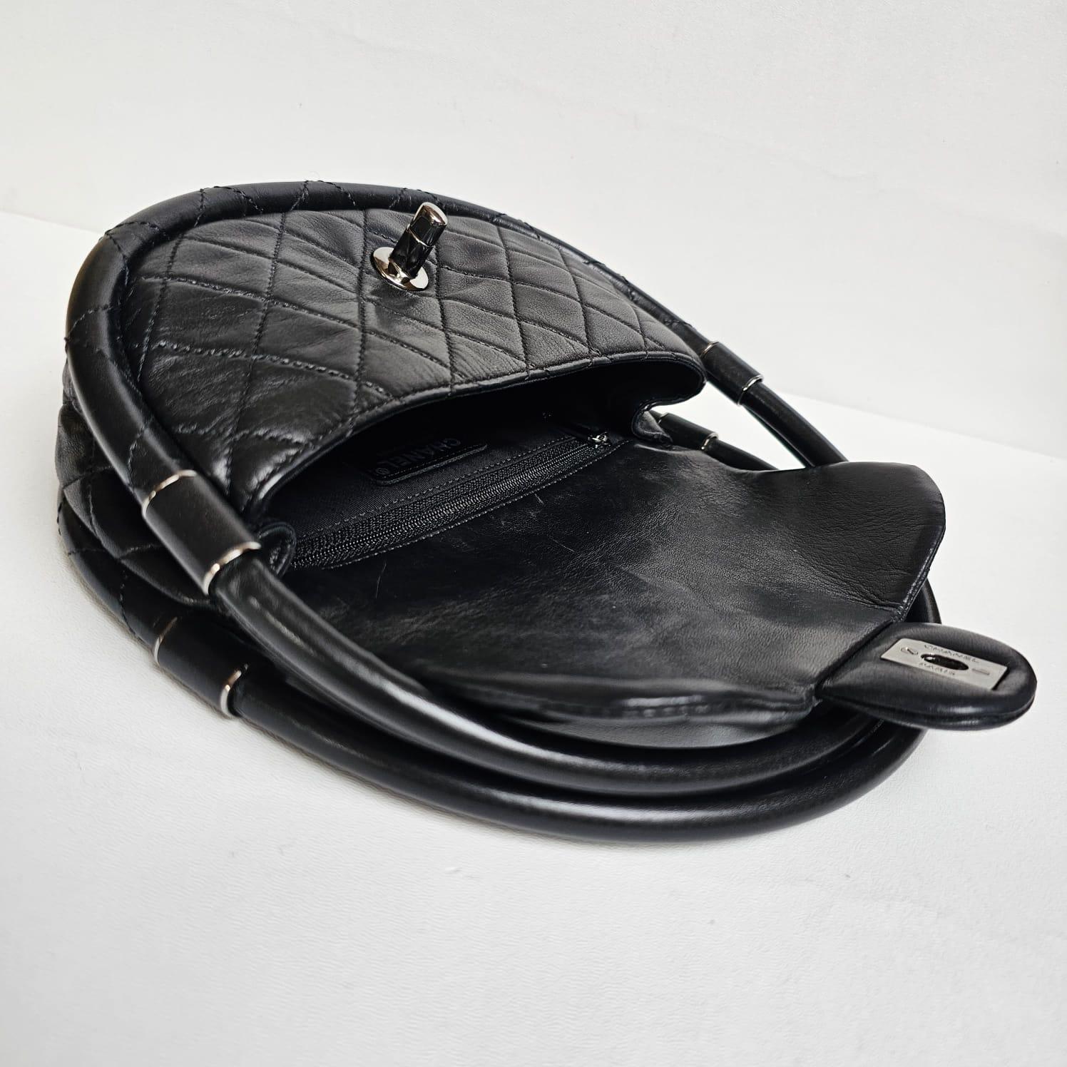 Rare Chanel Black Lambskin Mini Hula Hoop Bag For Sale 5