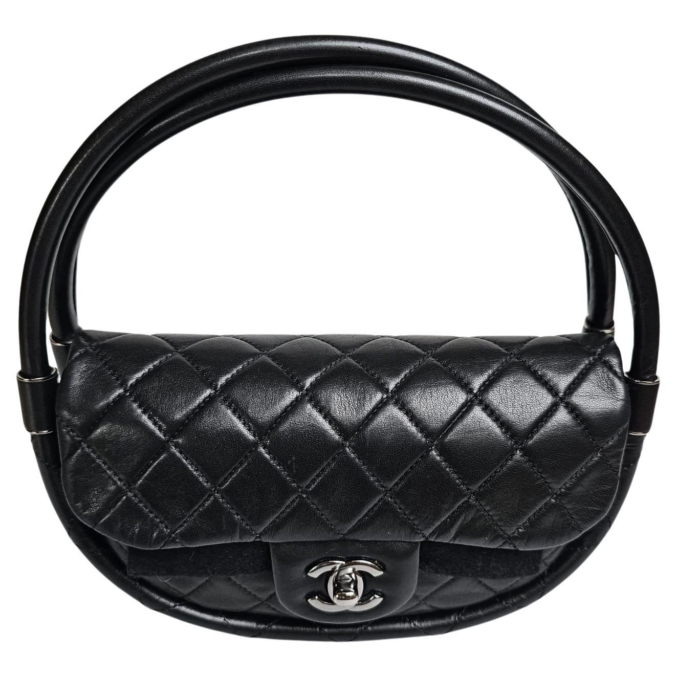 Rare Chanel Black Lambskin Mini Hula Hoop Bag For Sale