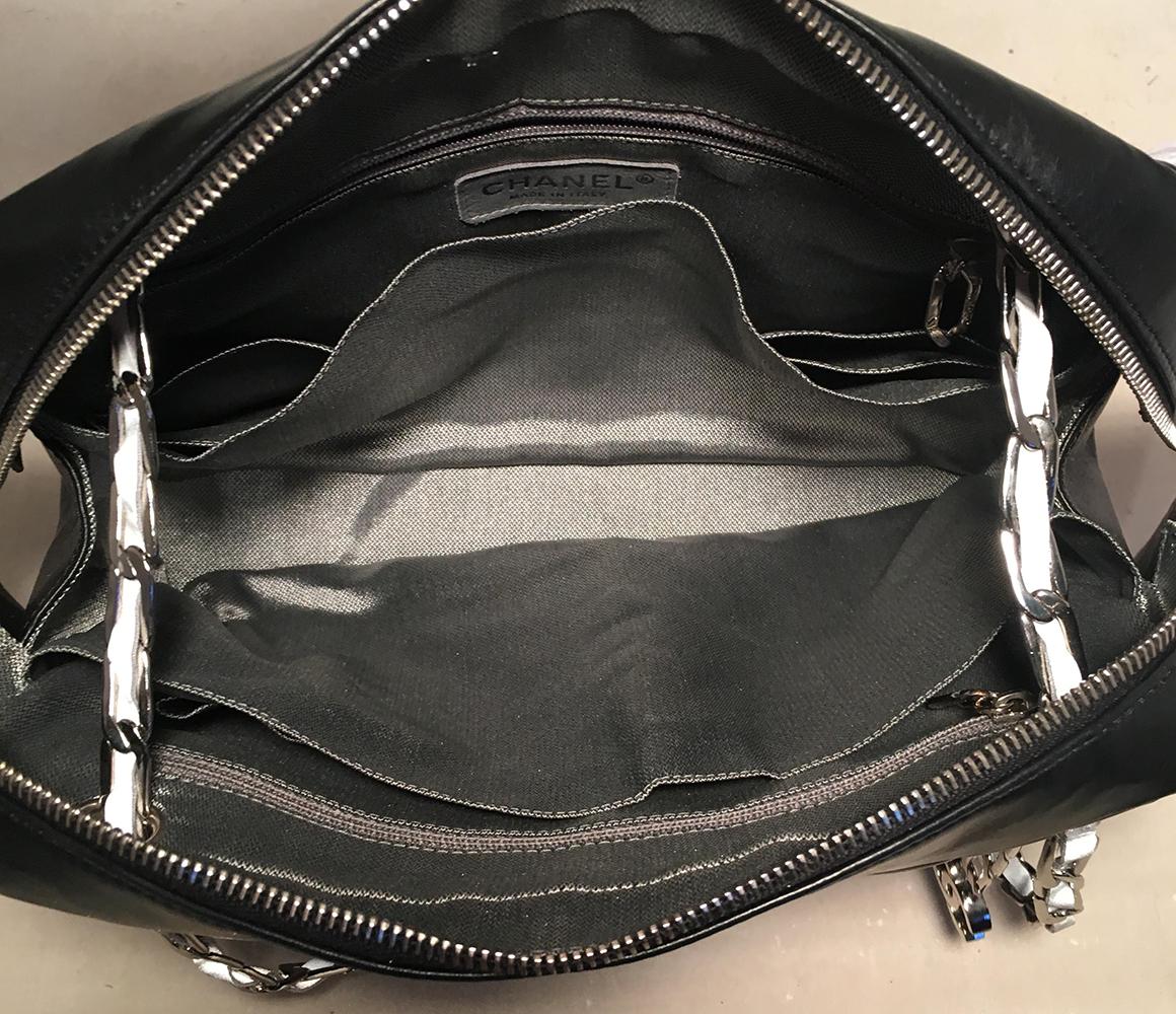 Chanel Mademoiselle Ligne Vertical Quilted Black Leather Camera Bag In Excellent Condition For Sale In Philadelphia, PA