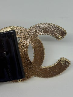 Rare Chanel Black Patent Oversized CC Stone Wide Belt