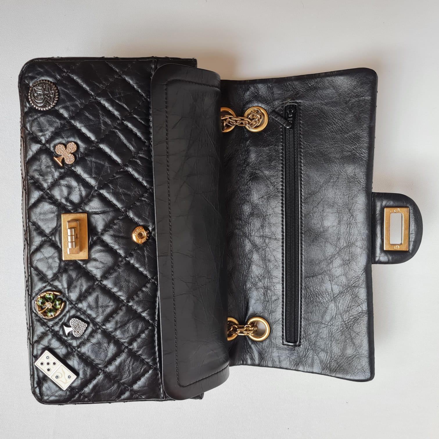 Rare Chanel Black Reissue 2.55 225 Medium Casino Charm Double Flap Bag 5