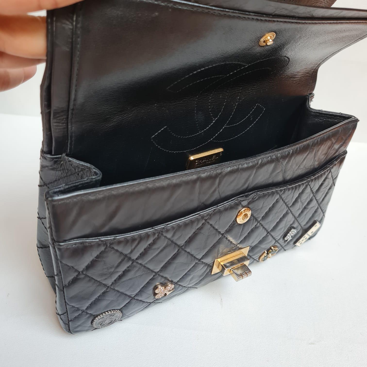 Raro Bolso Chanel Reissue Negro 2.55 225 Encanto Casino Mediano Doble Solapa 7
