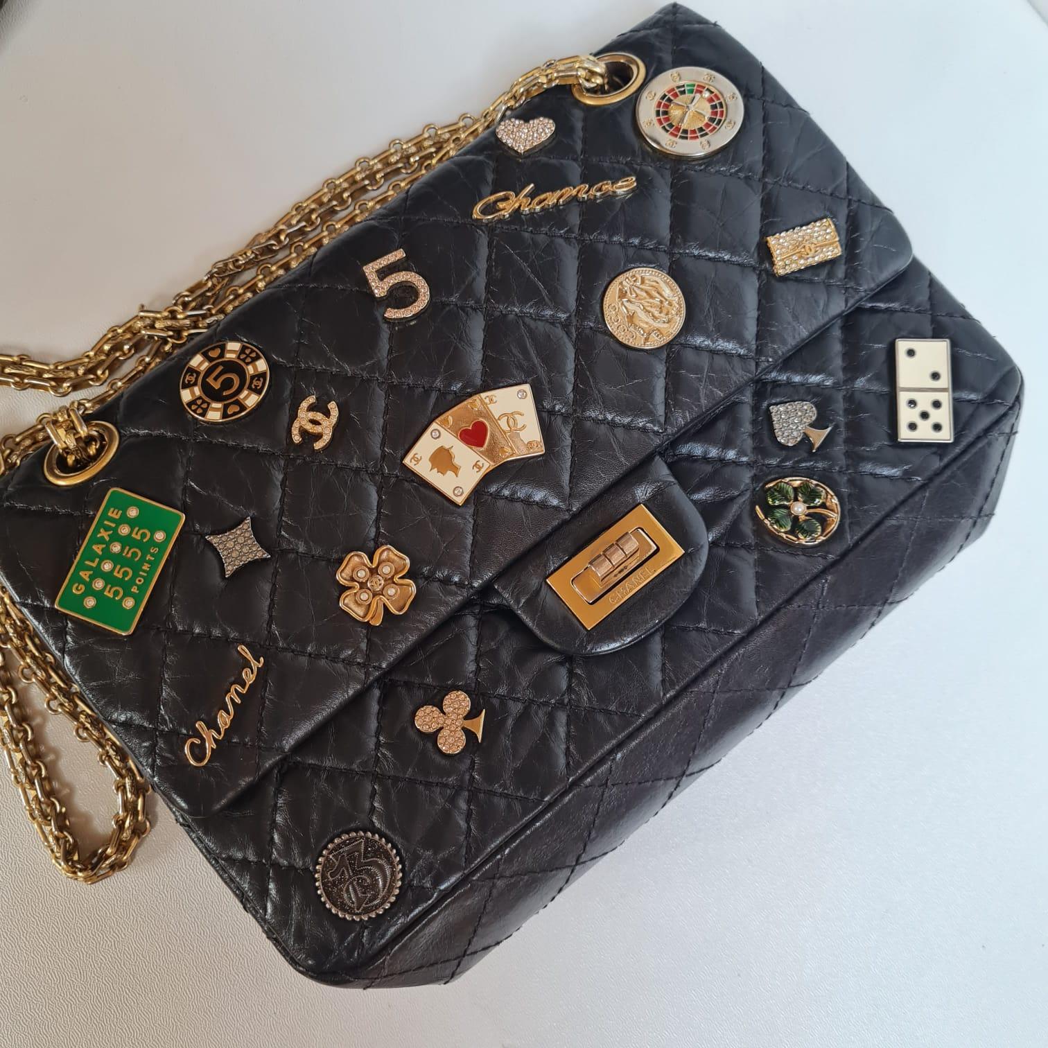 Rare Chanel Black Reissue 2.55 225 Medium Casino Charm Double Flap Bag 8