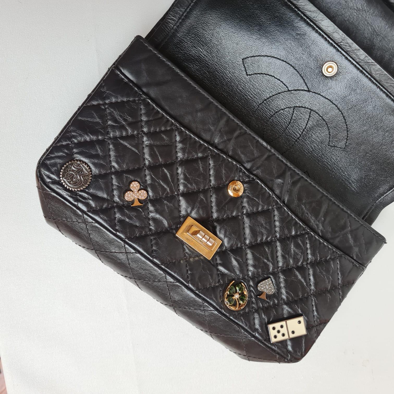 Rare Chanel Black Reissue 2.55 225 Medium Casino Charm Double Flap Bag 11
