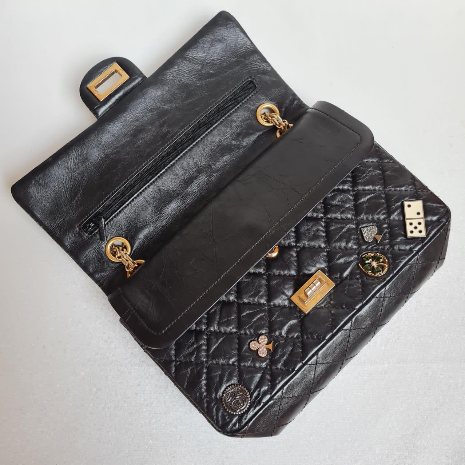 Rare Chanel Black Reissue 2.55 225 Medium Casino Charm Double Flap Bag 12
