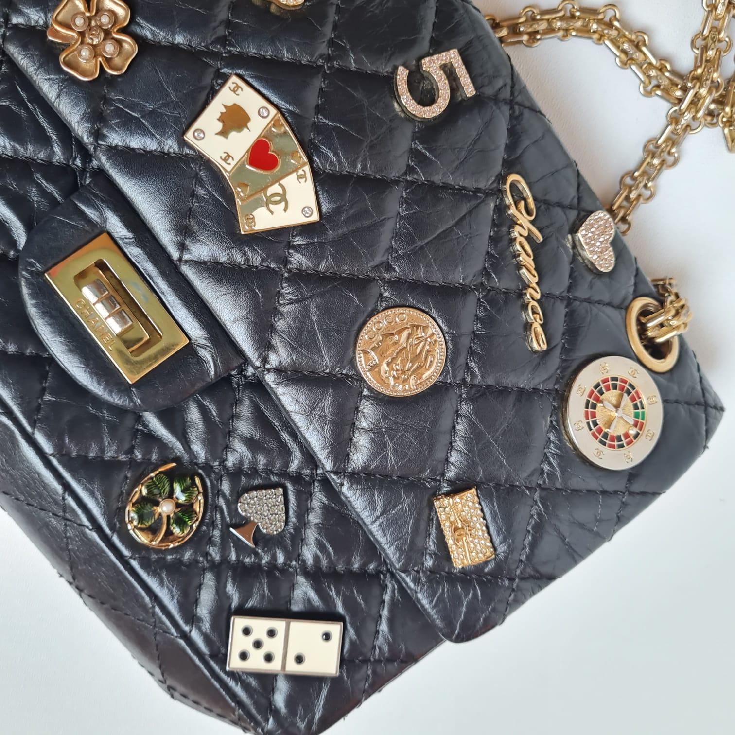 Rare Chanel Black Reissue 2.55 225 Medium Casino Charm Double Flap Bag 14