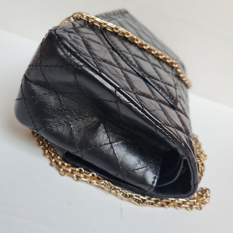Authentic CHANEL Vintage Classic Medium 2.55 Flap Bag Black Lambskin GHW  RARE