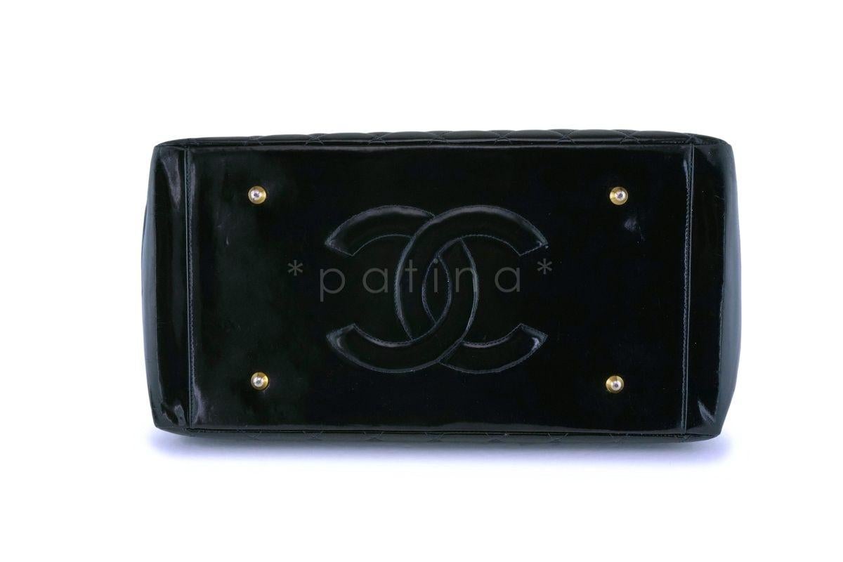 Rare Chanel Black Vintage Patent Original Grand Shopper GST Tote Bag 64025 2