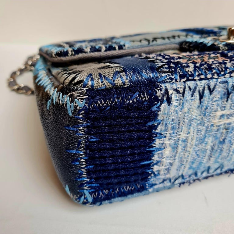 2015 Chanel Blue Denim Patchwork Flap Bag
