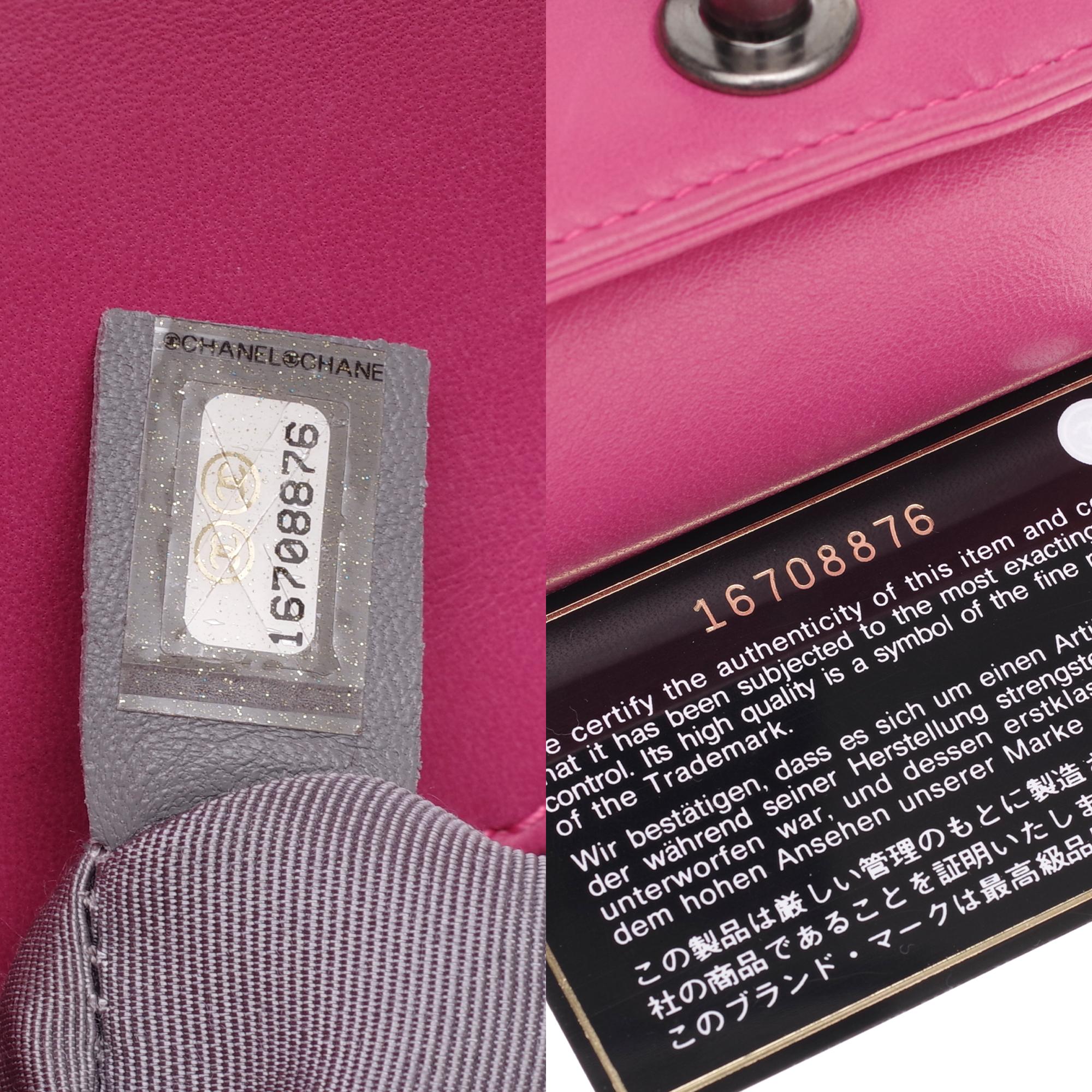 Rare Chanel Boy in Pink leather and stingray fish, antique silver hardware 2