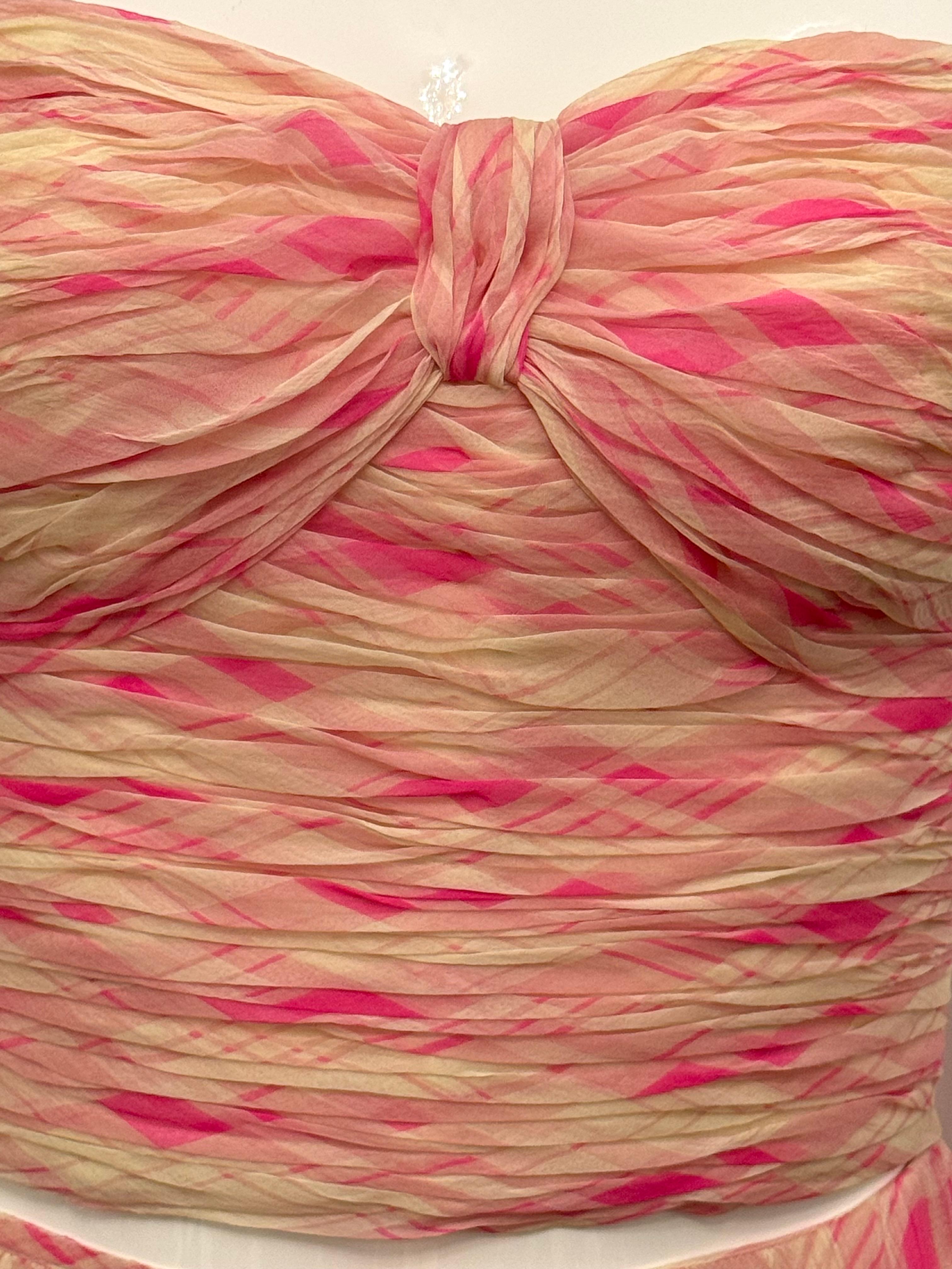 Rare Chanel by Karl Lagerfeld Cruise 1995 pink silk set corset bustier and skirt For Sale 10