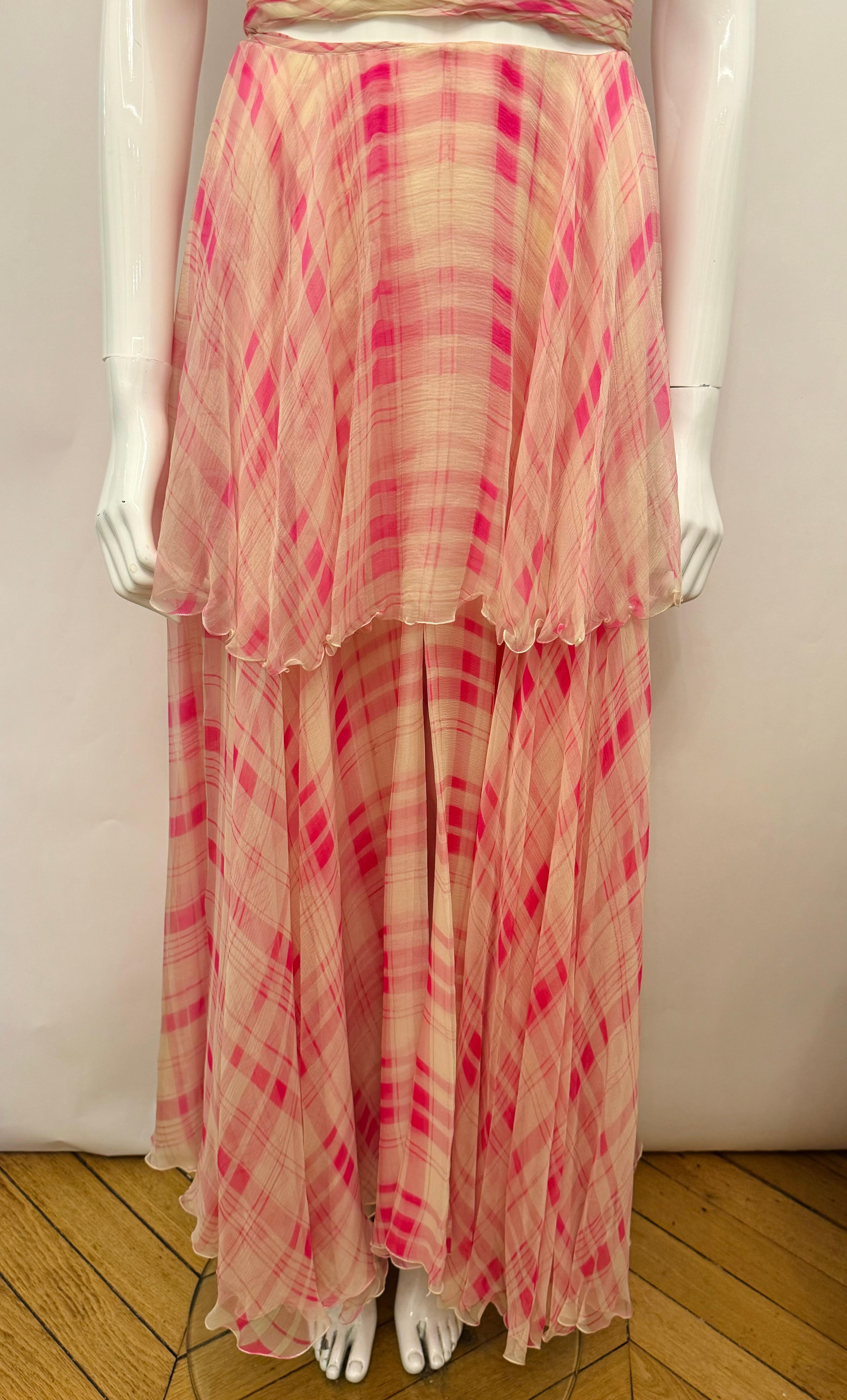 Rare Chanel by Karl Lagerfeld Cruise 1995 pink silk set corset bustier and skirt For Sale 11