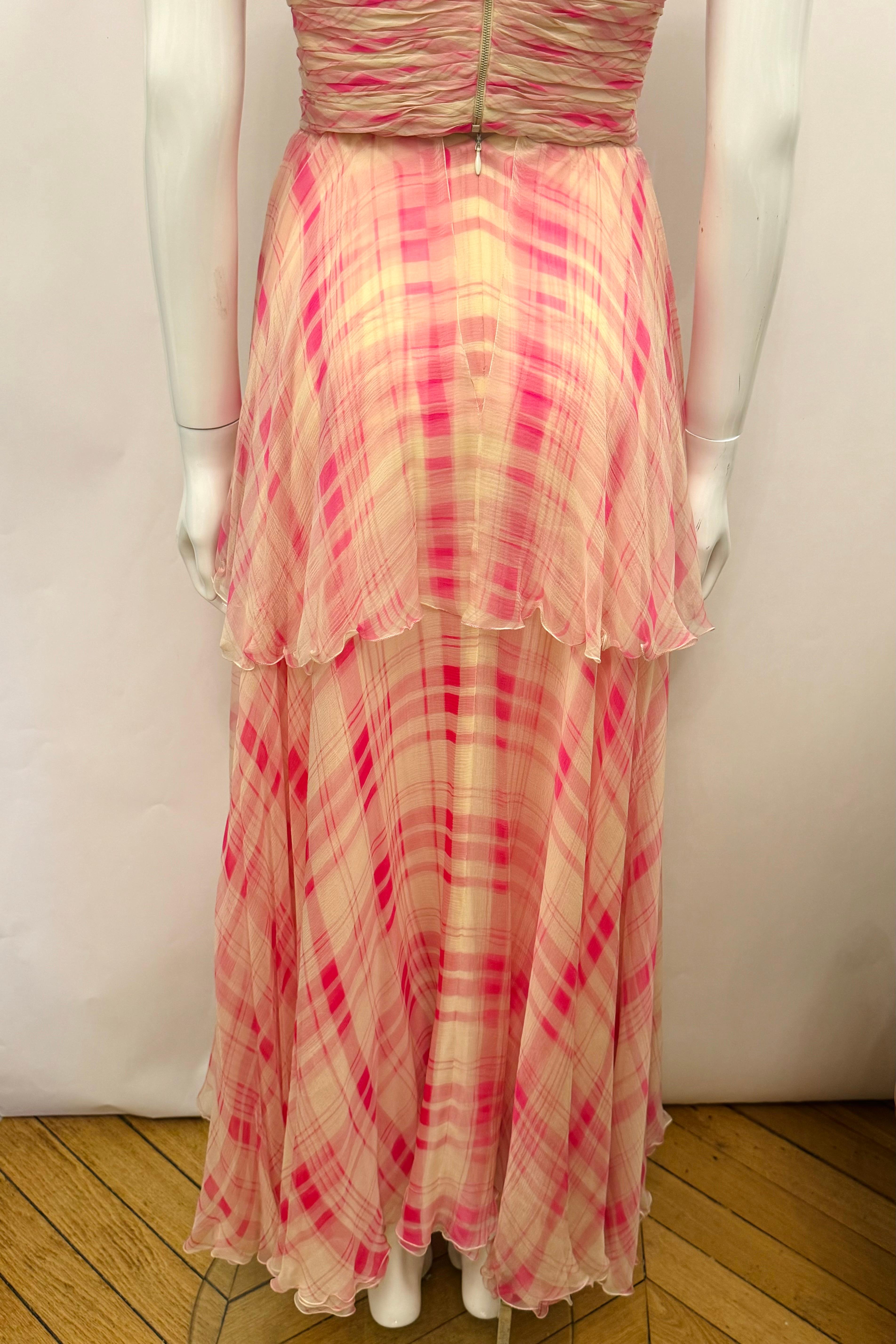 Rare Chanel by Karl Lagerfeld Cruise 1995 pink silk set corset bustier and skirt For Sale 13