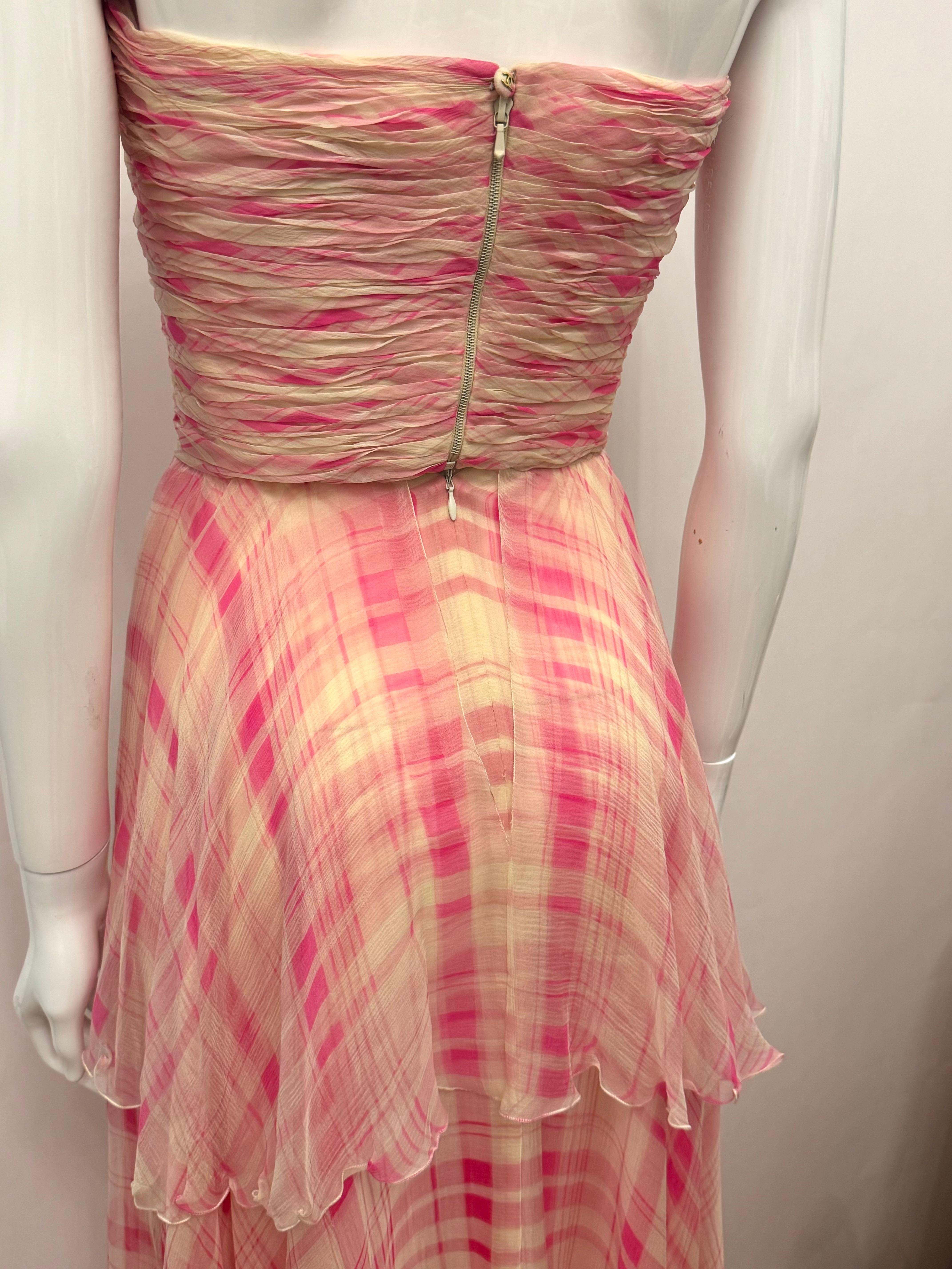 Rare Chanel by Karl Lagerfeld Cruise 1995 pink silk set corset bustier and skirt For Sale 14
