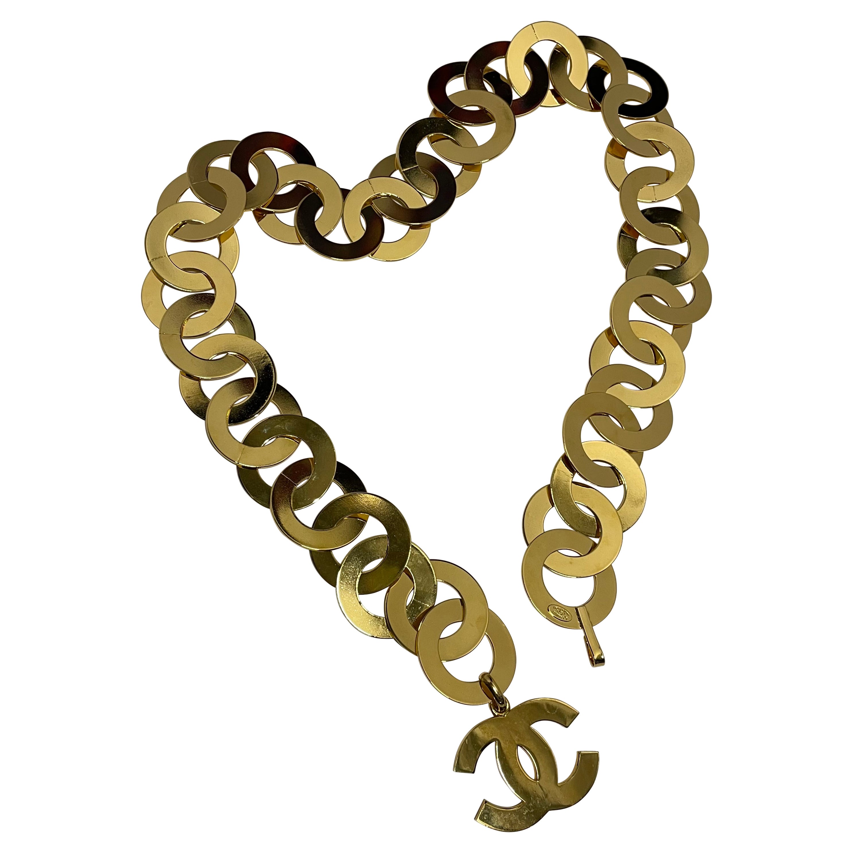 Rare Chanel By Karl Lagerfeld Runway "CC" Logo Gold-Tone Chainlink Belt, FW 1991