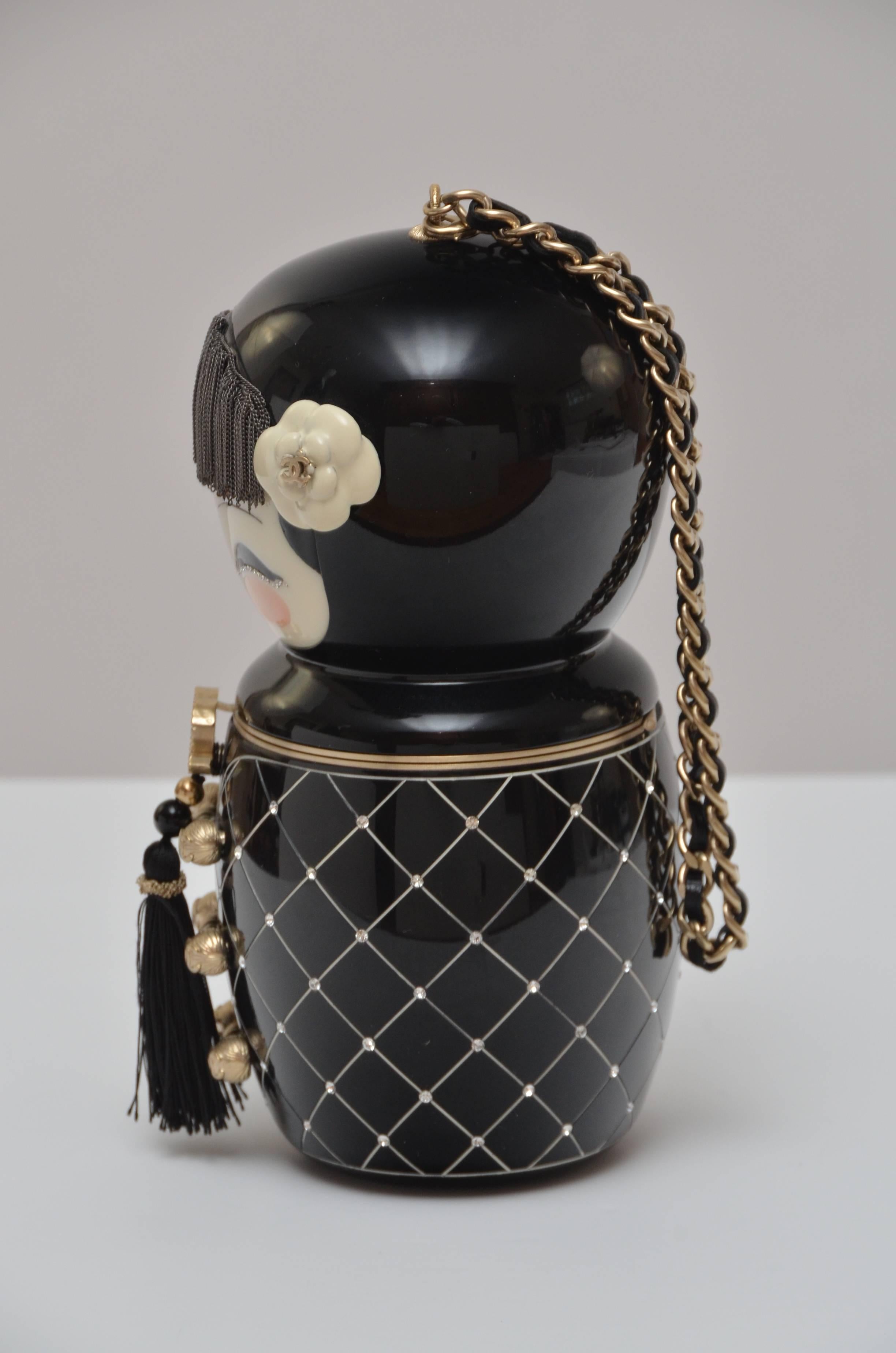 Black Rare Chanel China Doll  Minaudière  Handbag Clutch Paris- Shanghai Collection 
