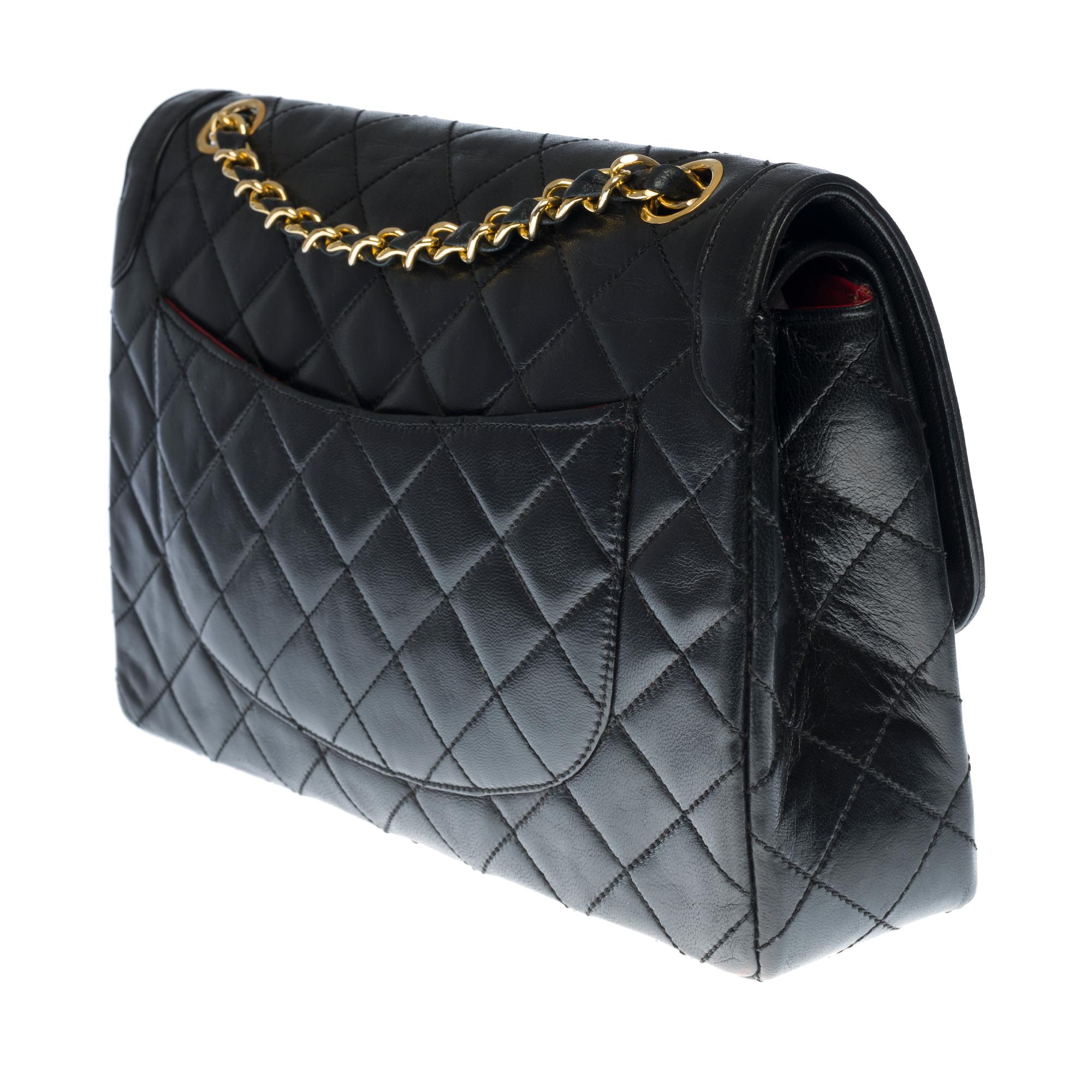 Rare Chanel Classic Double Flap shoulder bag in black quilted leather and GHW In Good Condition In Paris, IDF