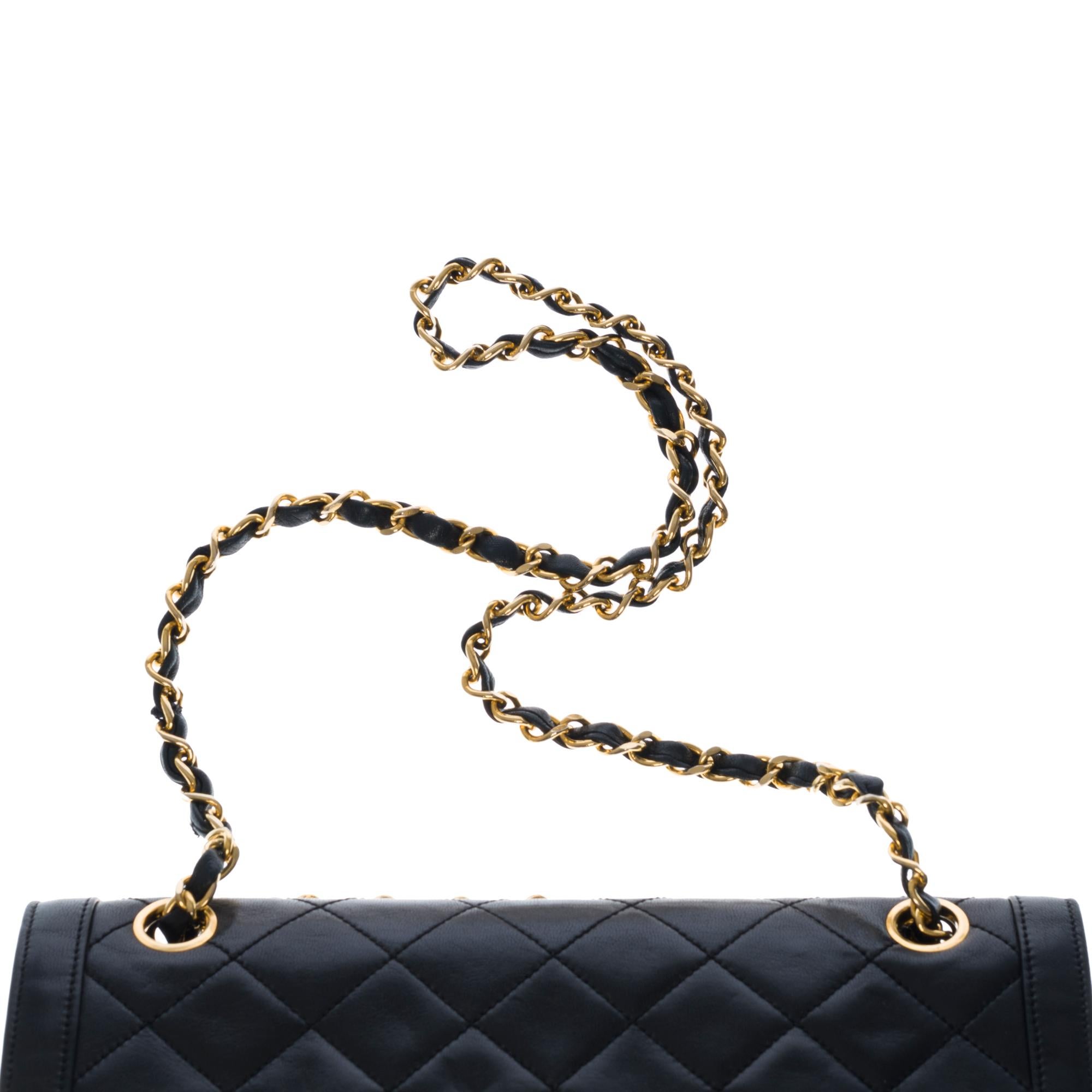 Rare Chanel Classic Double Flap shoulder bag in black quilted leather and GHW 2