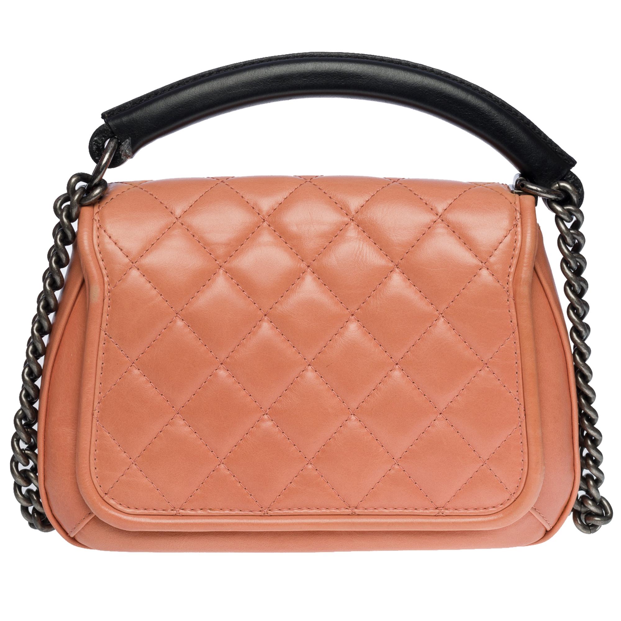 Rare Chanel Classic shoulder flap bag in Pink quilted lambskin leather, RSHW In Good Condition For Sale In Paris, IDF