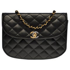Rare Chanel Classic Flap shoulder bag in black quilted lambskin, GHW