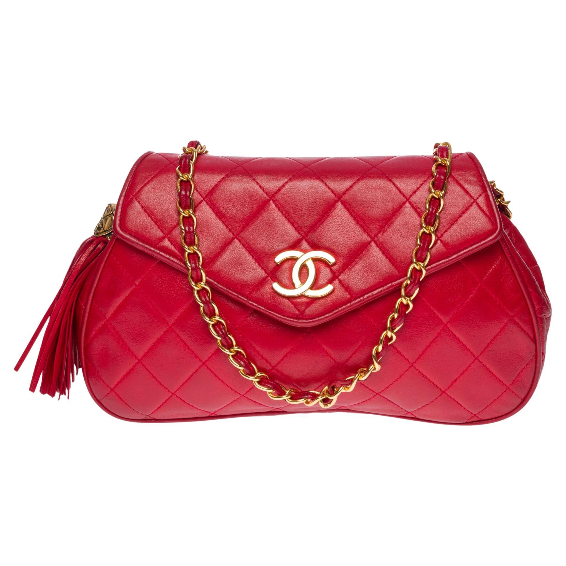 chanel red leather handbag