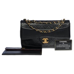 Rare Chanel Classic shoulder flap bag in black quilted lambskin with Pouch, GHW Rare Chanel Classic shoulder flap bag in black quilted lambskin with Pouch, GHW