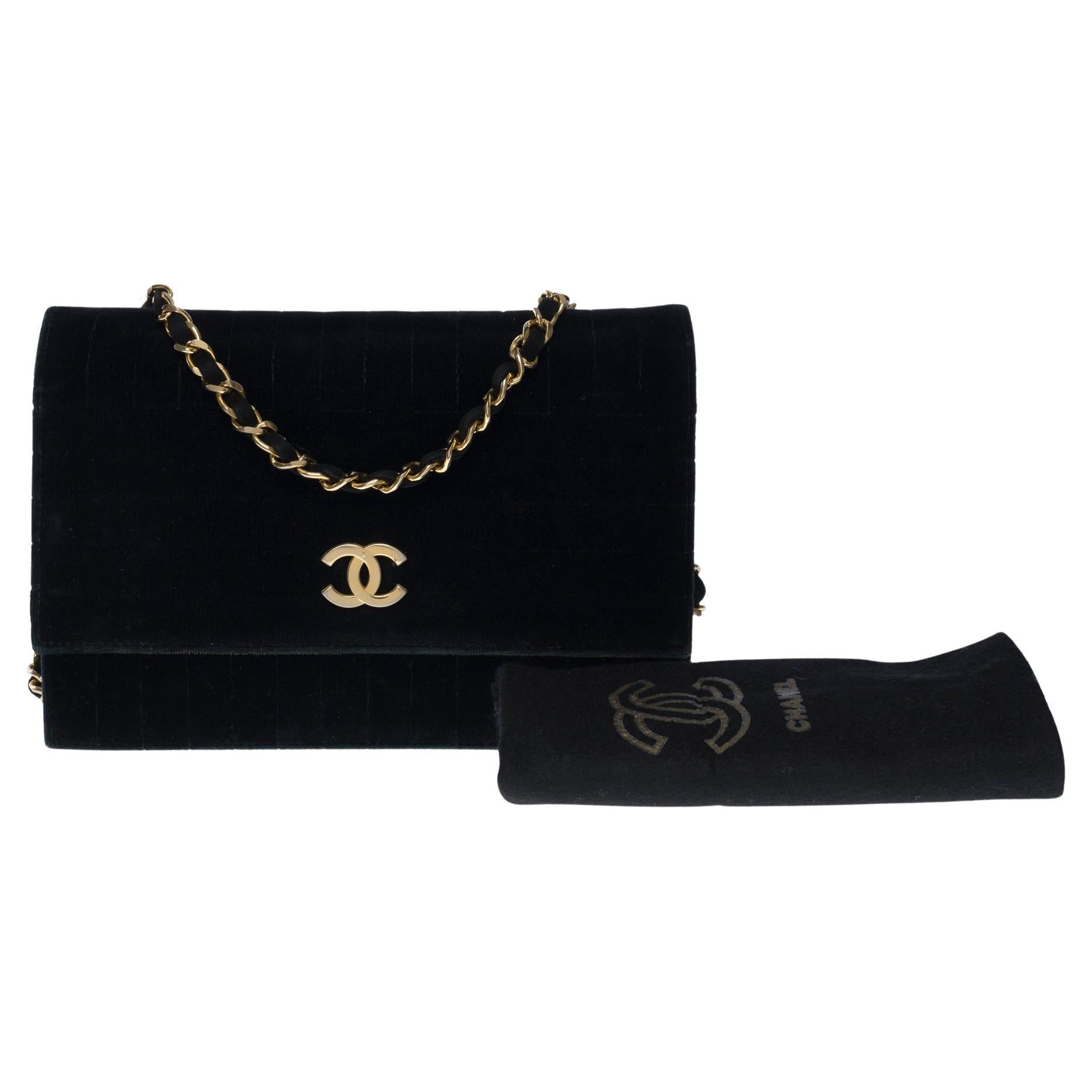 Rare Vintage Chanel Micro Mini Black Velvet Gold HW Flap Bag, 1stdibs.com