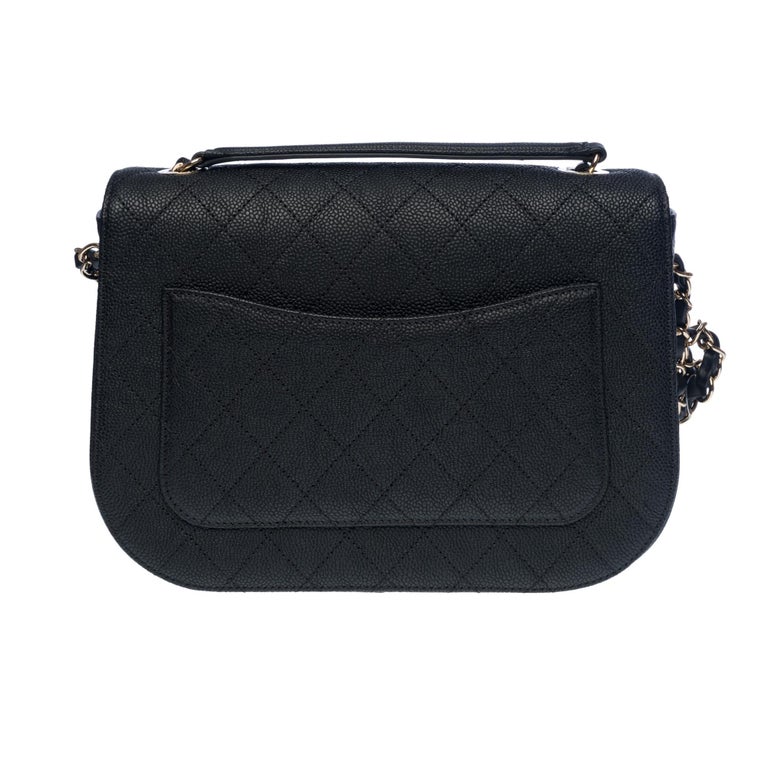 RARE Chanel Coco Cuba Medium flap bag in black caviar leather, Champagne HW  at 1stDibs