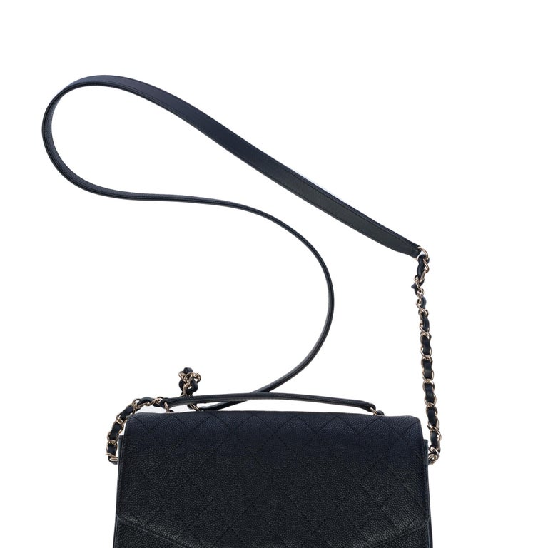 Splendid and Rare Chanel Coco Cuba Top Handle Medium Flap Bag in black  caviar leather, champagne metal trim ref.504283 - Joli Closet