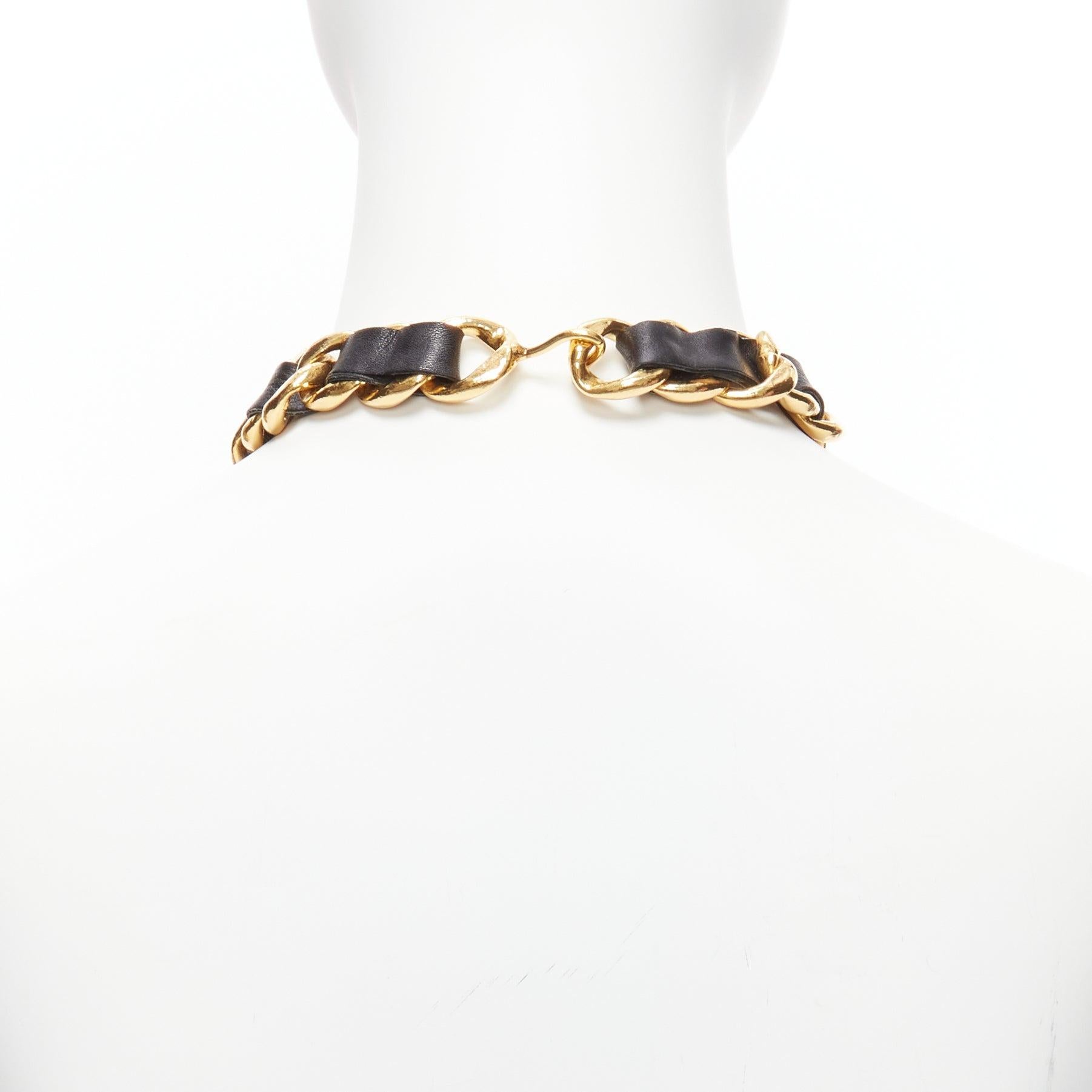 Women's rare CHANEL Collection 26 Vintage gold black triple chain choker Kim Kardashian