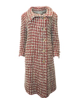 Rare Chanel Couture Red and Gray Woven Numbered Long Coat