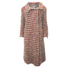 Rare Chanel Couture Red and Gray Woven Numbered Long Coat