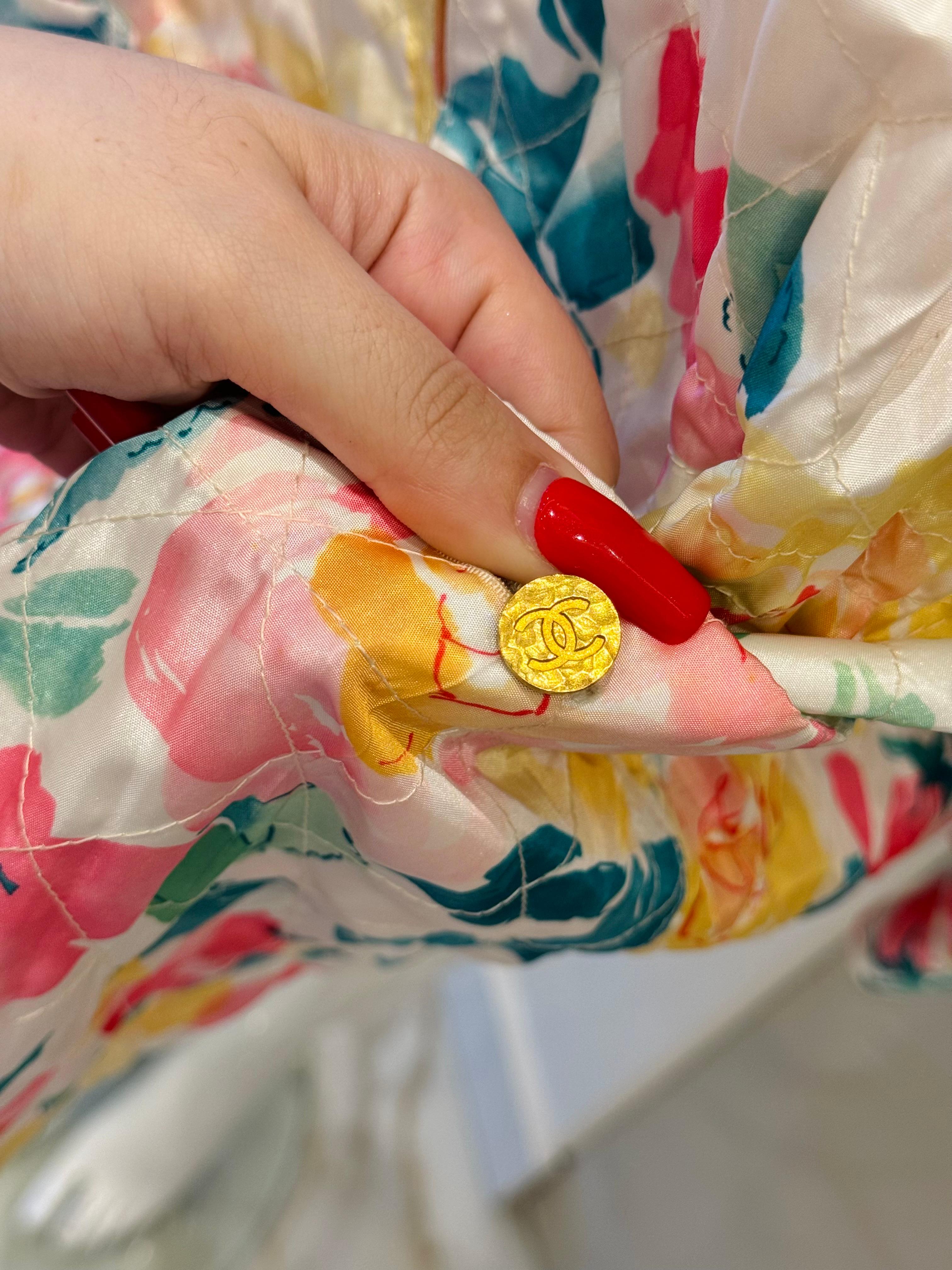 Rare Chanel Cruise 1995 runway flowers print coat one size 5