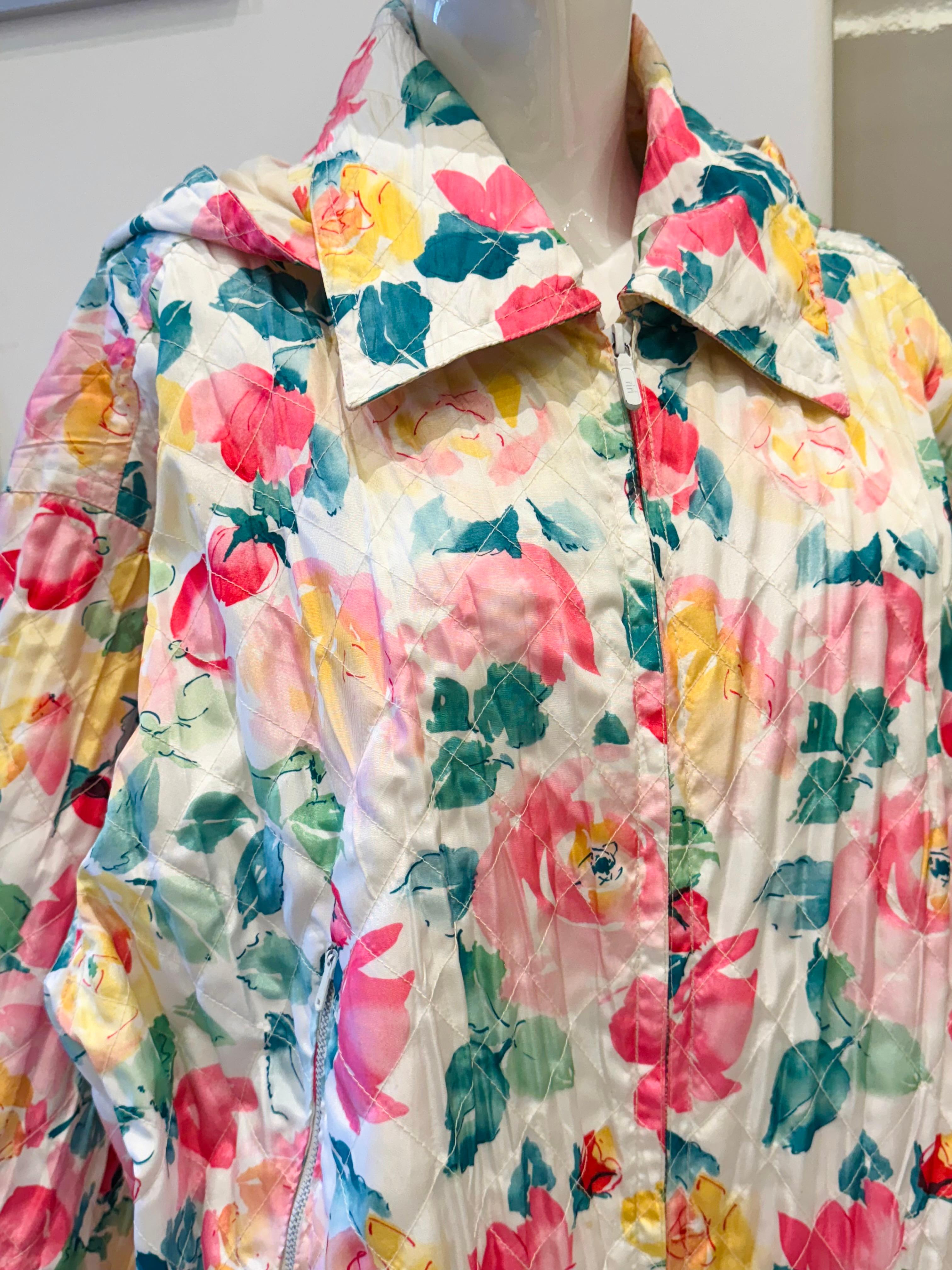 Rare Chanel Cruise 1995 runway flowers print coat one size 6