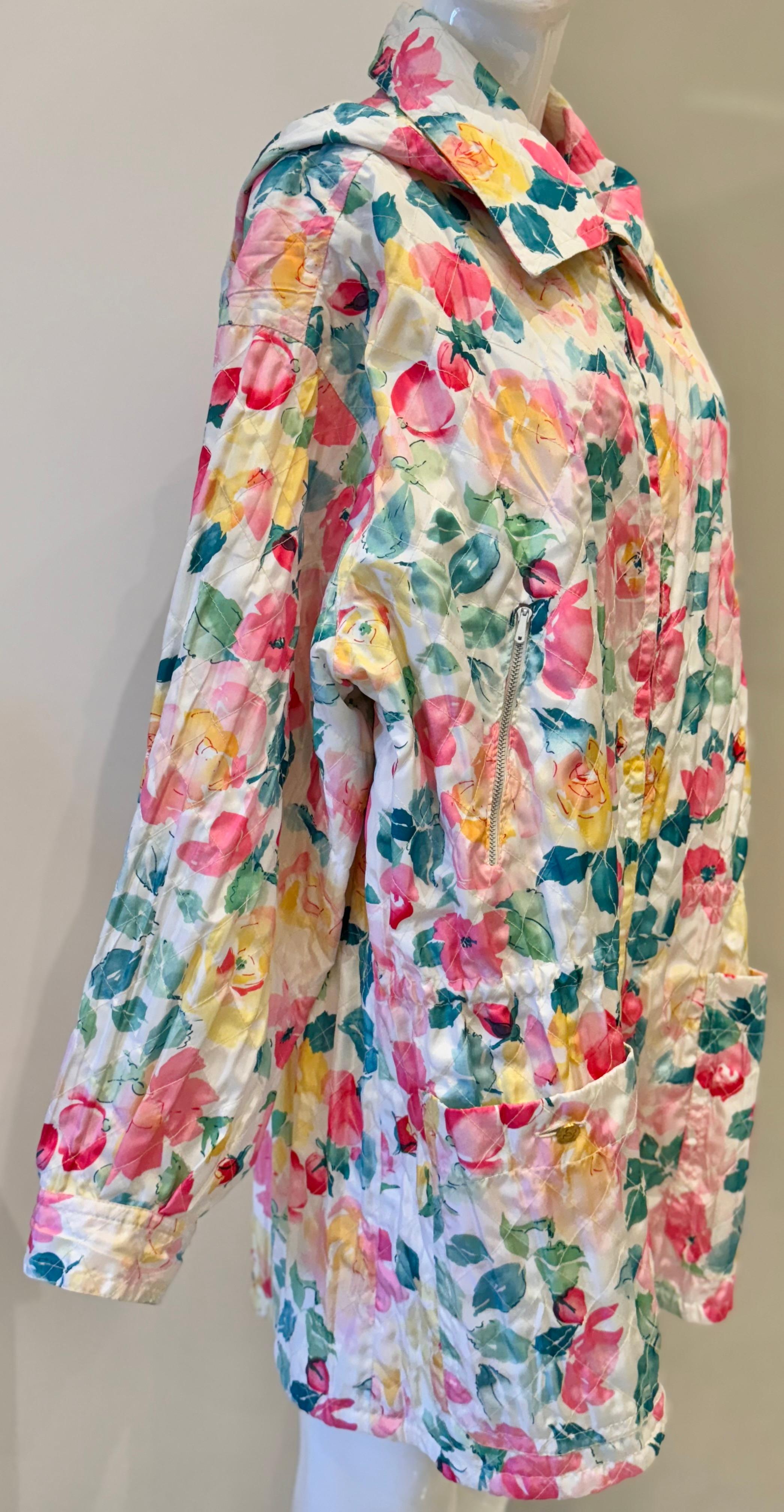 Rare Chanel Cruise 1995 runway flowers print coat one size 7