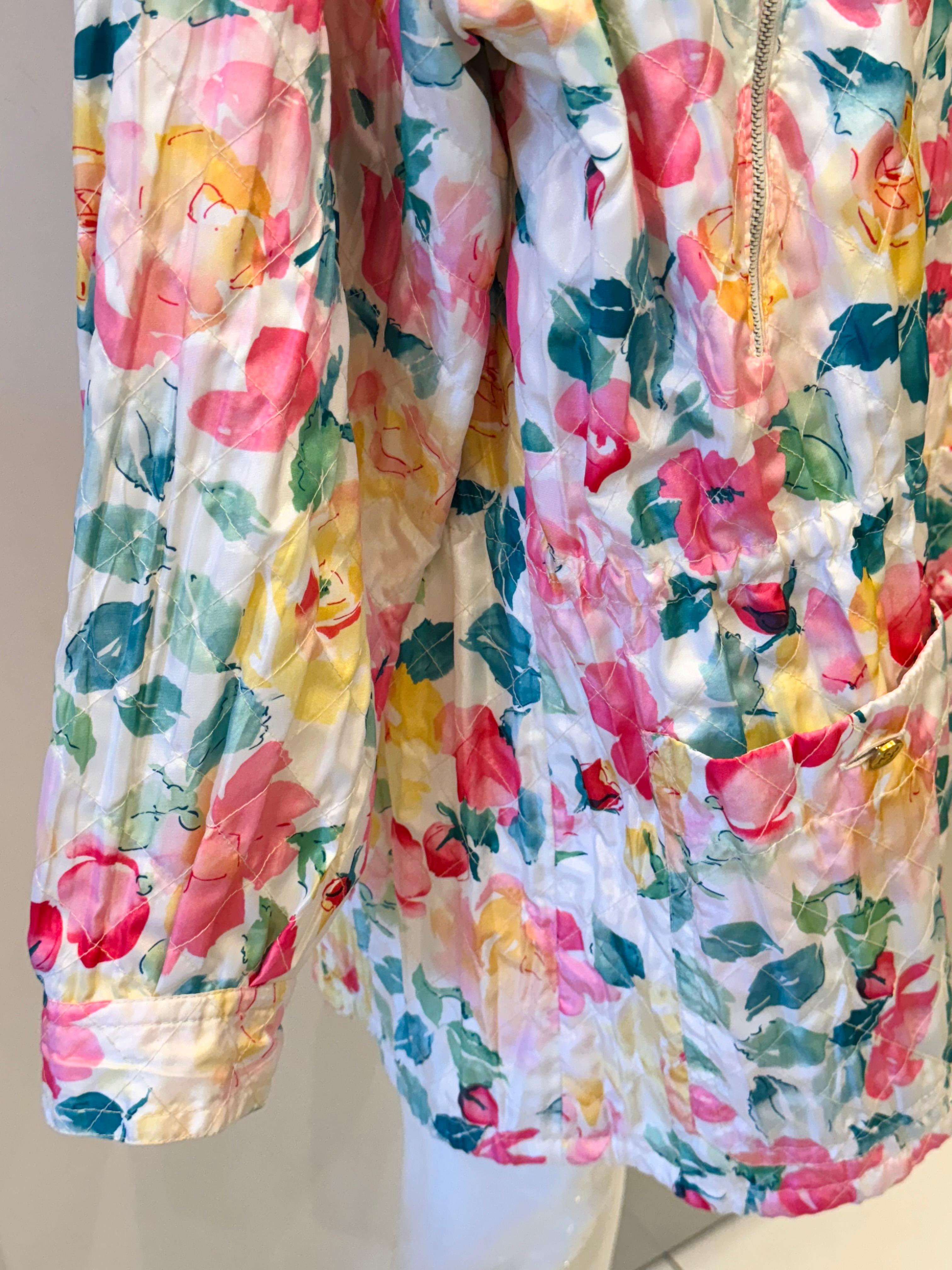 Rare Chanel Cruise 1995 runway flowers print coat one size 8