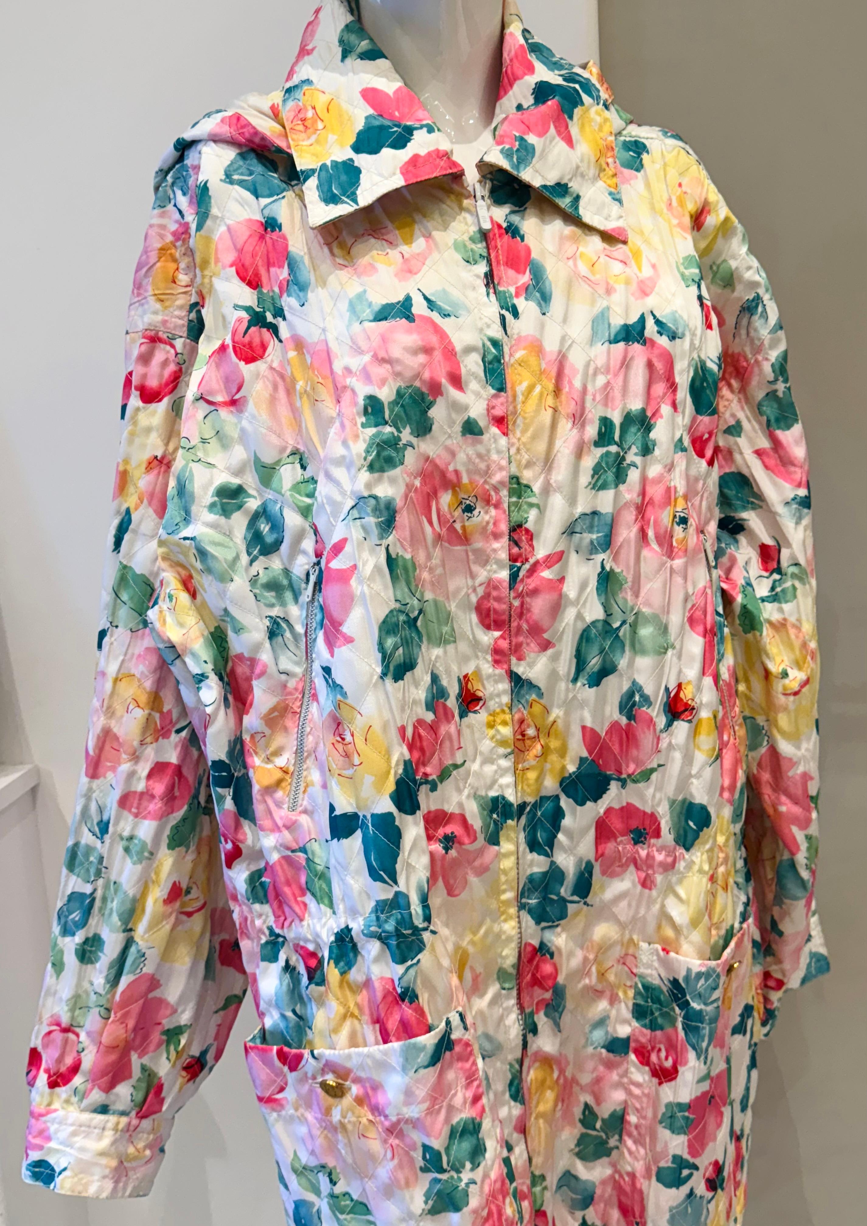Rare Chanel Cruise 1995 runway flowers print coat one size 9