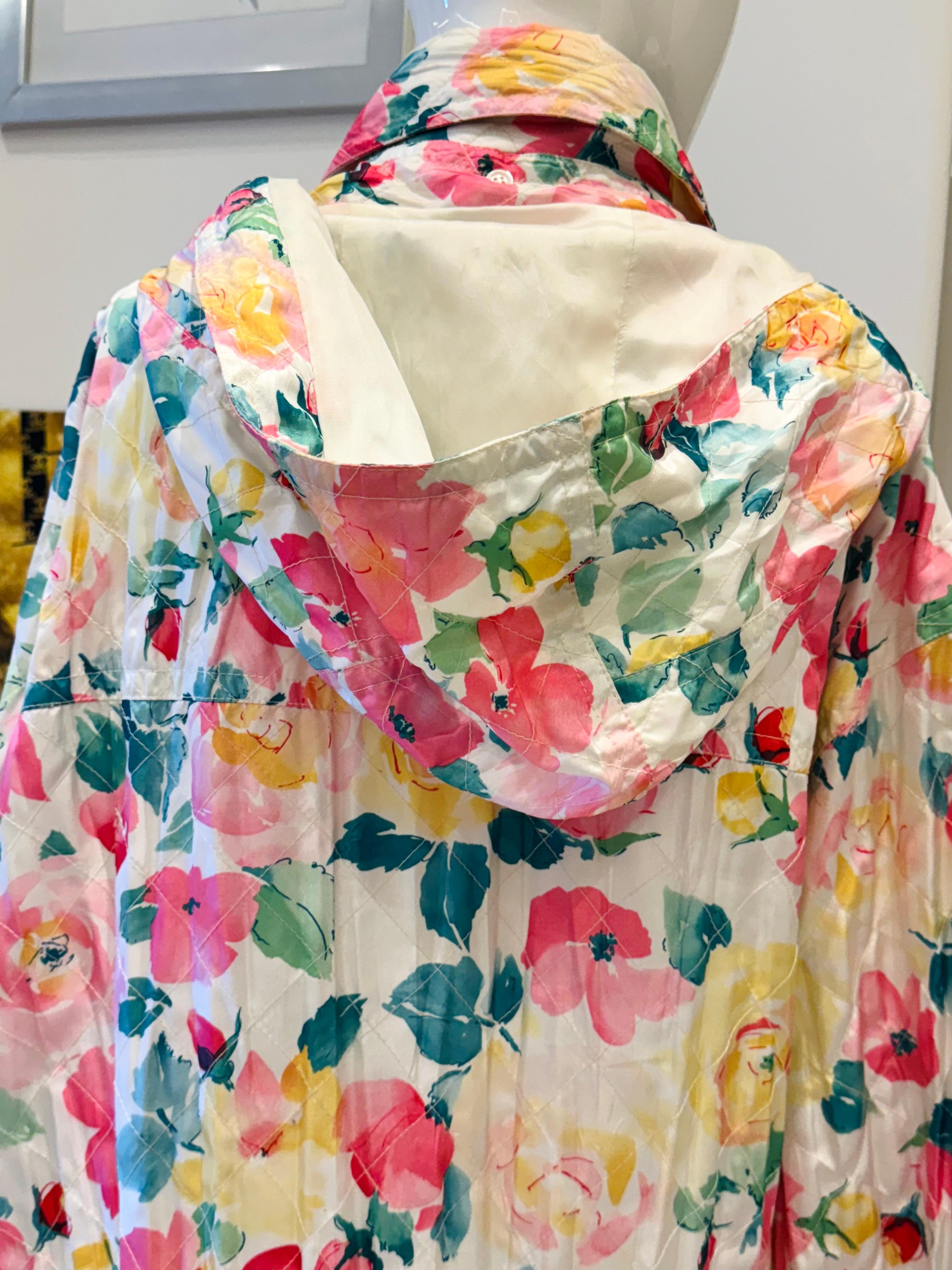 Rare Chanel Cruise 1995 runway flowers print coat one size 1