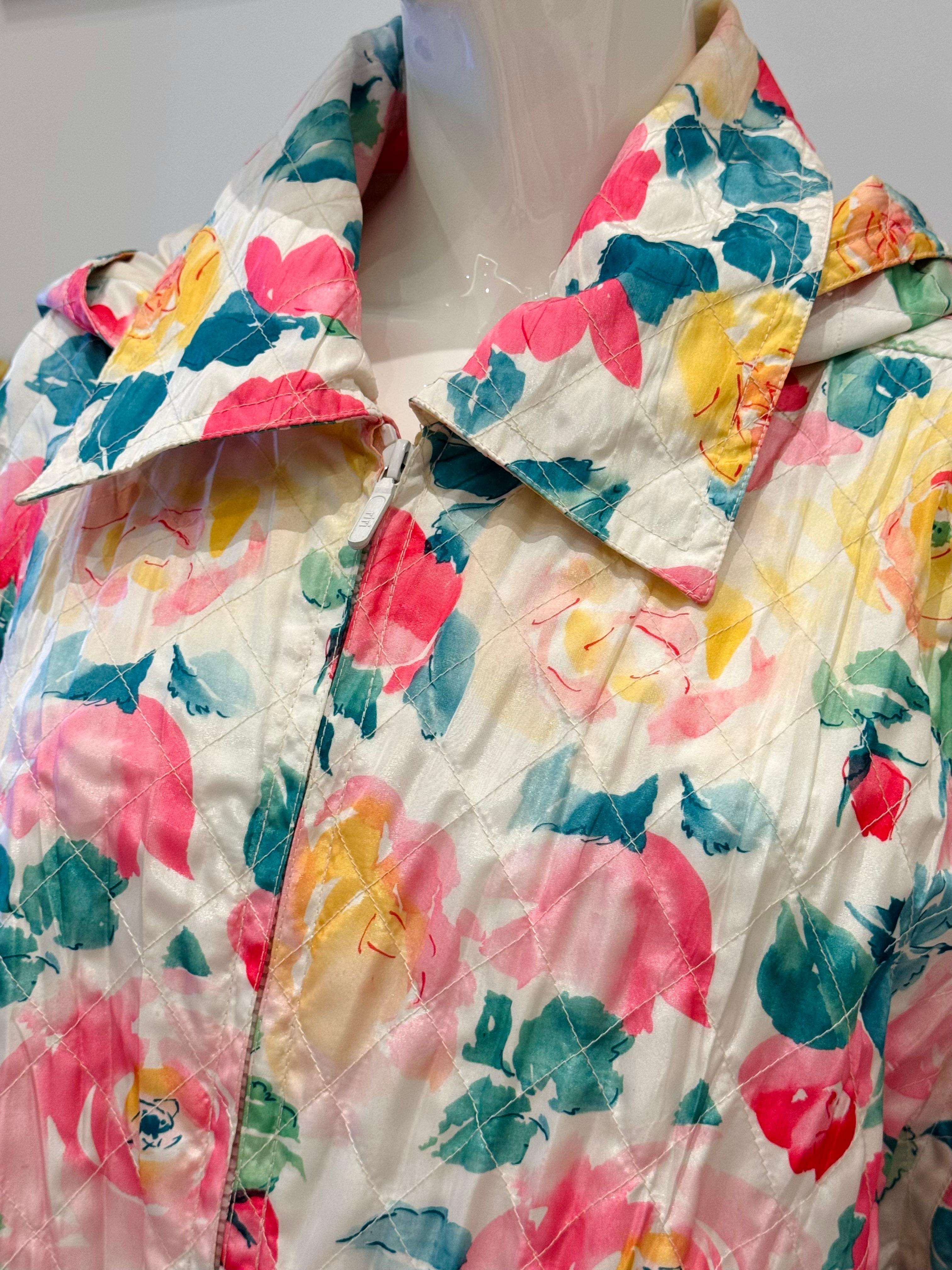 Rare Chanel Cruise 1995 runway flowers print coat one size 2
